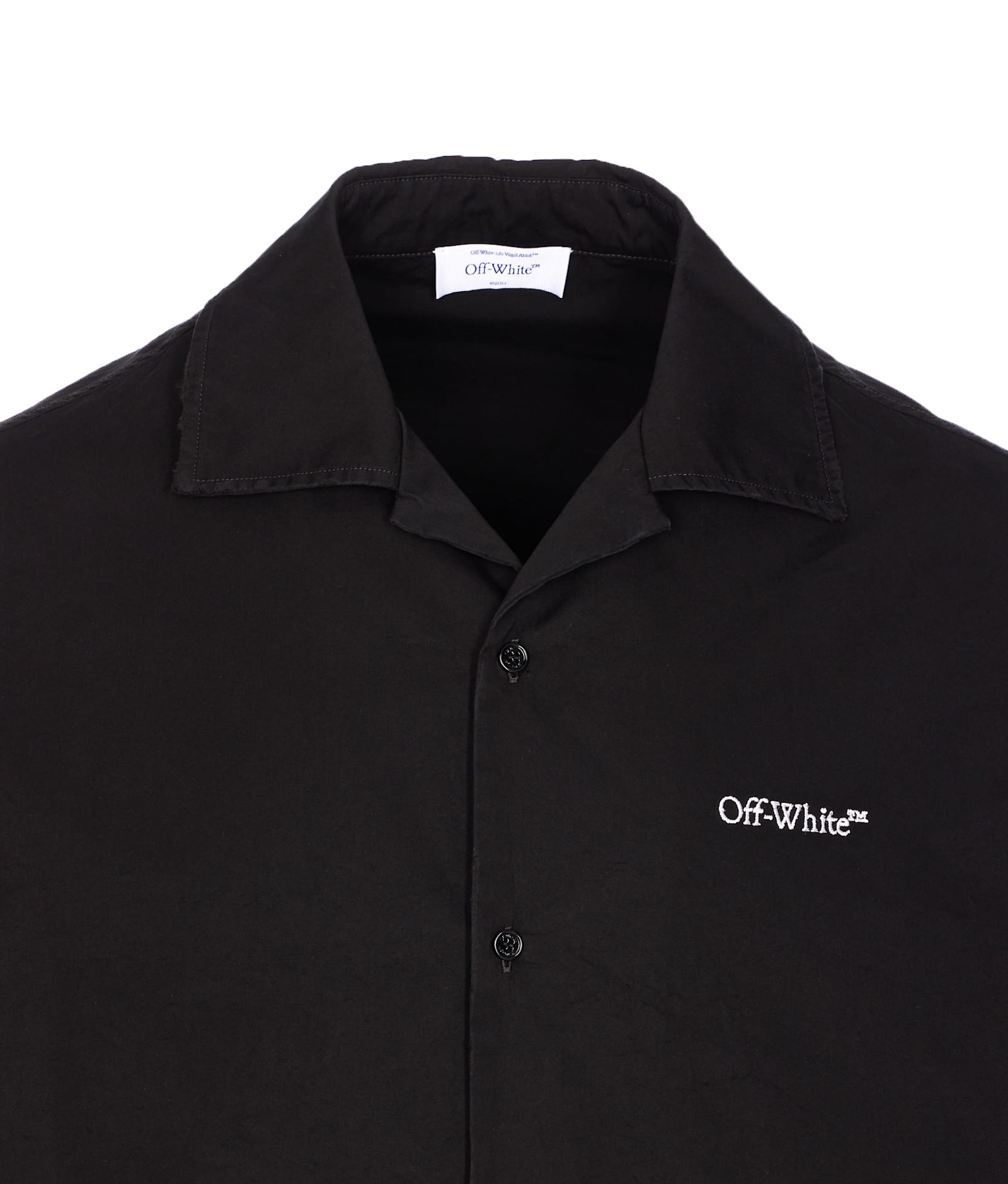 Off-white Graphic Print Bowling Shirt With Spread Collar In Black