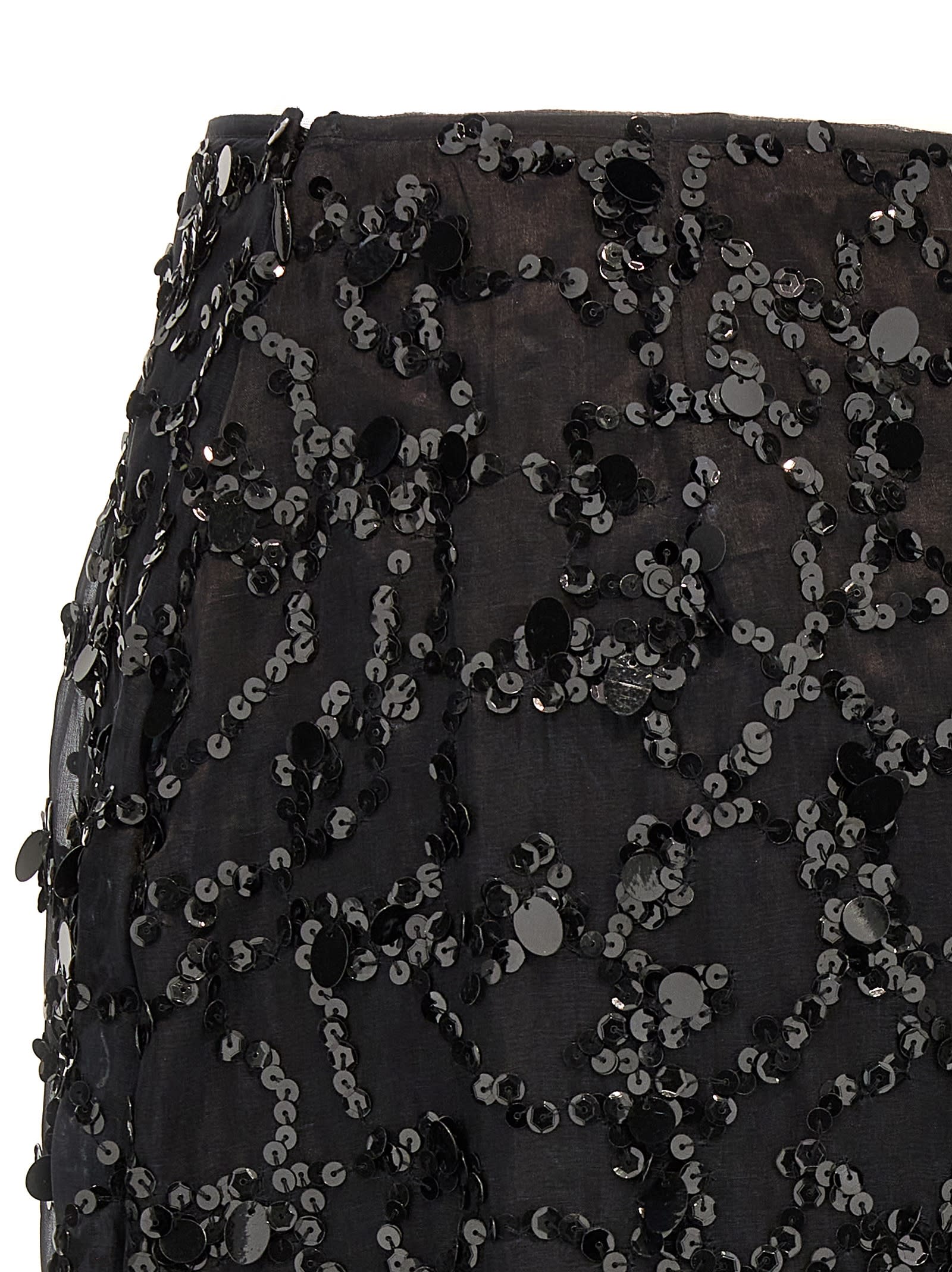 Shop Fabiana Filippi Sequin Skirt In Black