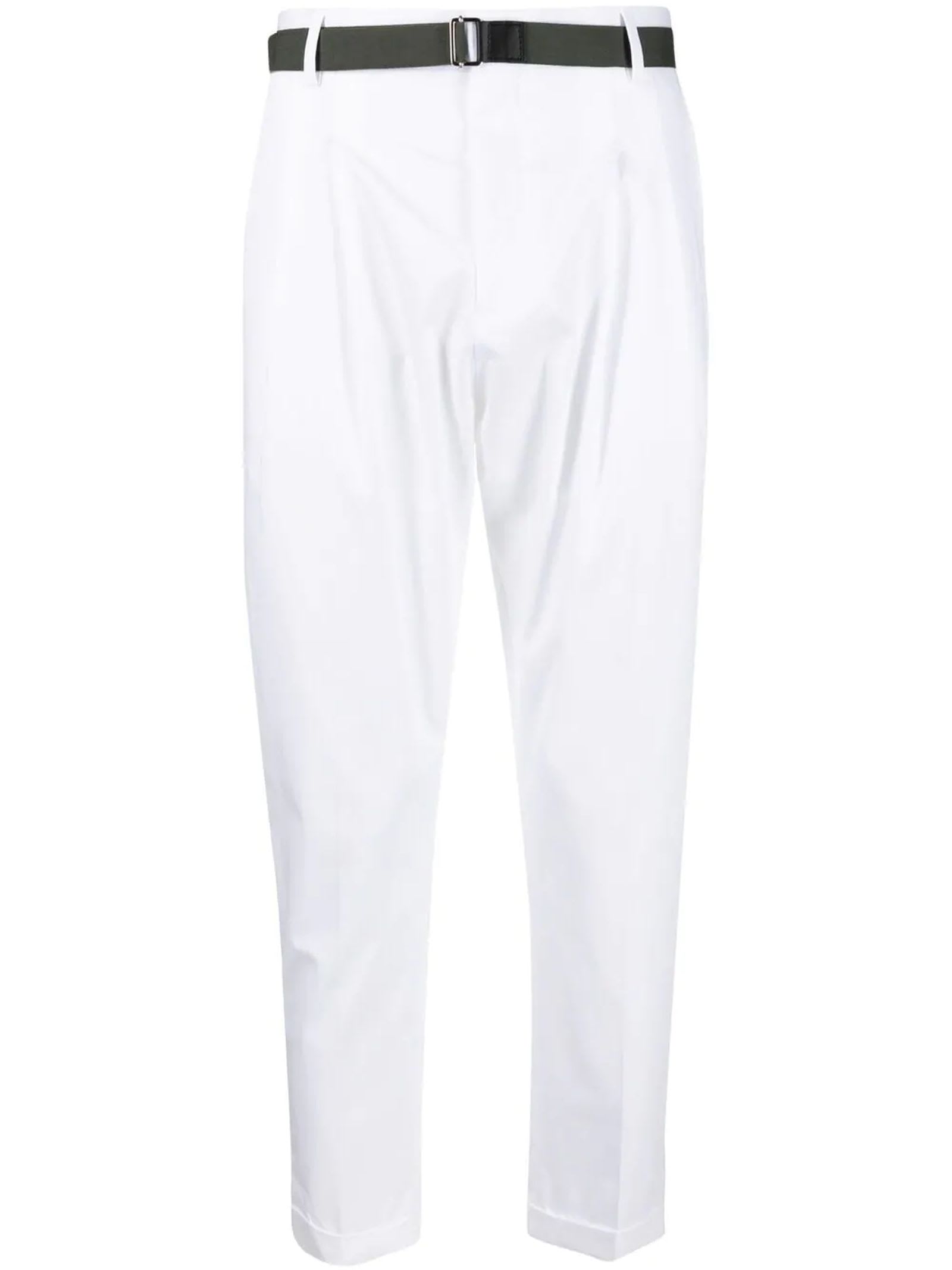 Low Brand Bright White Stretch-cotton Trousers