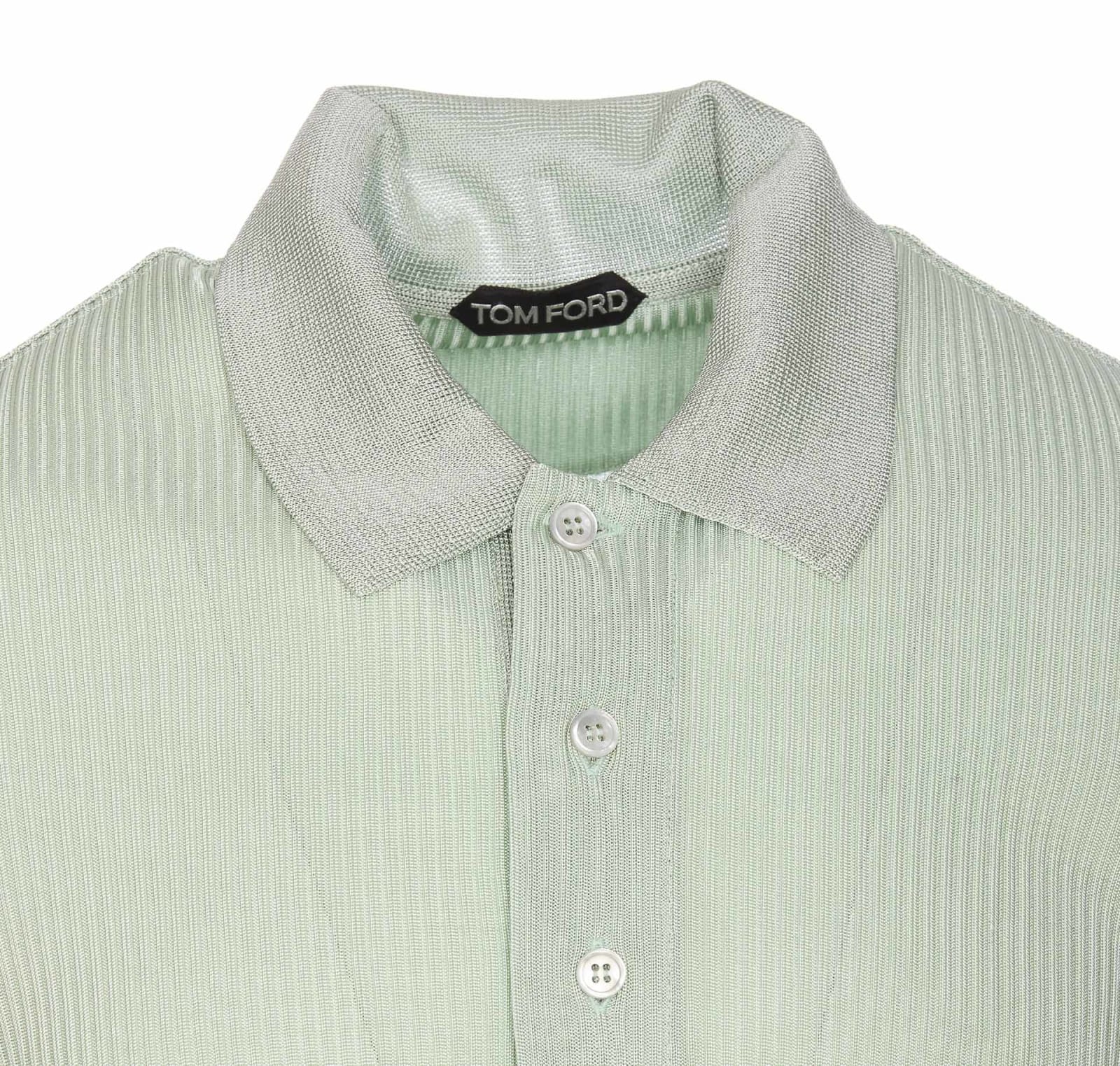 Shop Tom Ford Ribbed Polo Shirt In Green