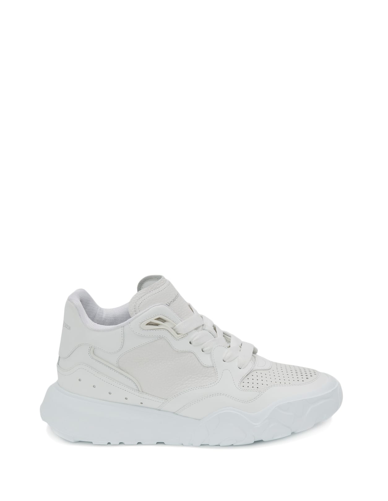 ALEXANDER MCQUEEN MAN WHITE AND SILVER COURT trainers