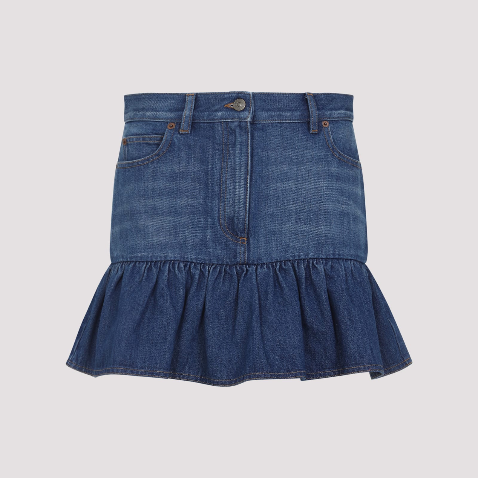 Valentino Garavani Mini Denim Skirt In Blue