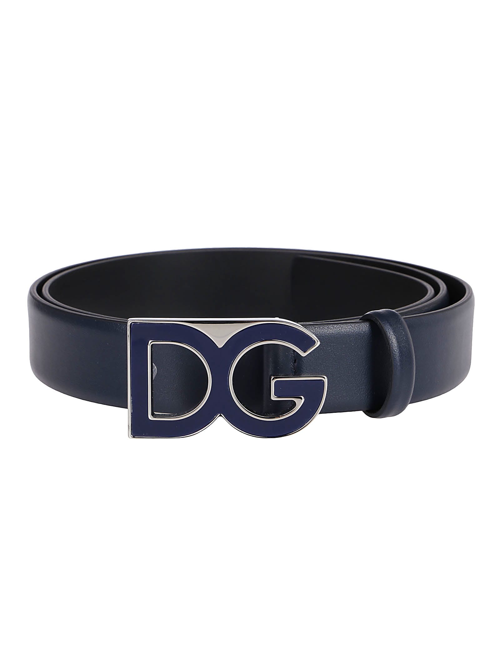 Dolce & Gabbana Navy Blue Leather Belt