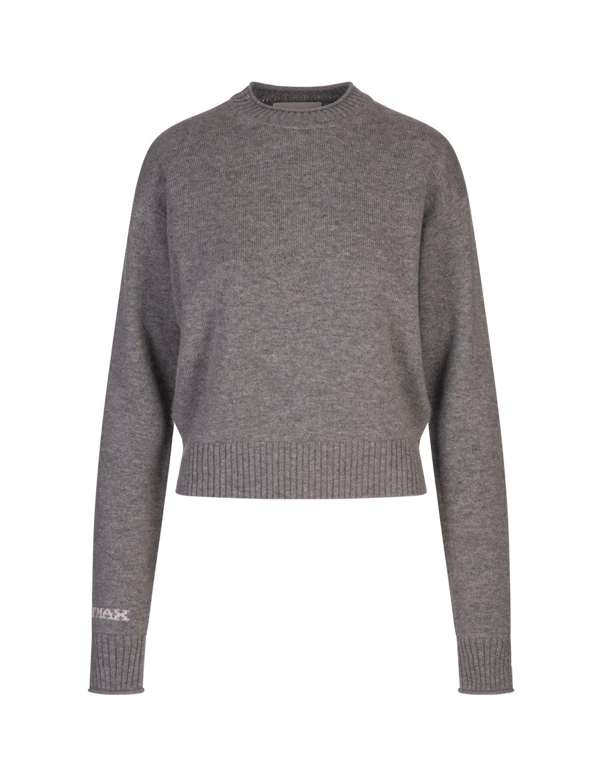 Shop Sportmax Crewneck Knitted Jumper In Grey