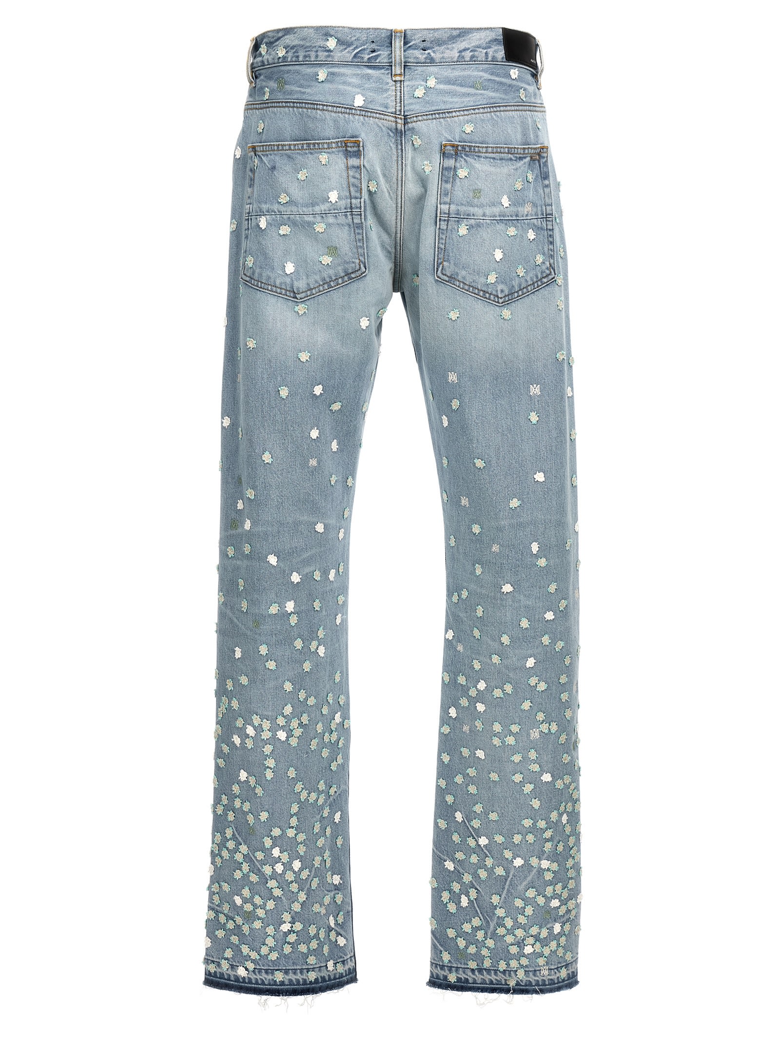 Shop Amiri Floral Jeans In Light Blue