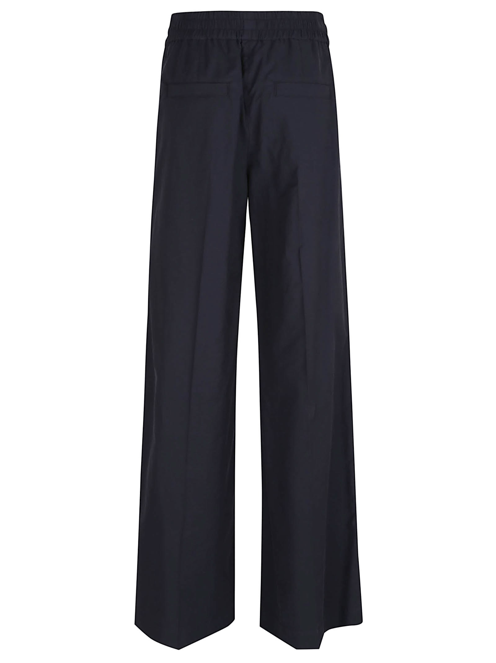 Brunello Cucinelli Wide-leg Trousers With Elastic Waistband In Luxurious Cotton Blend In Blu