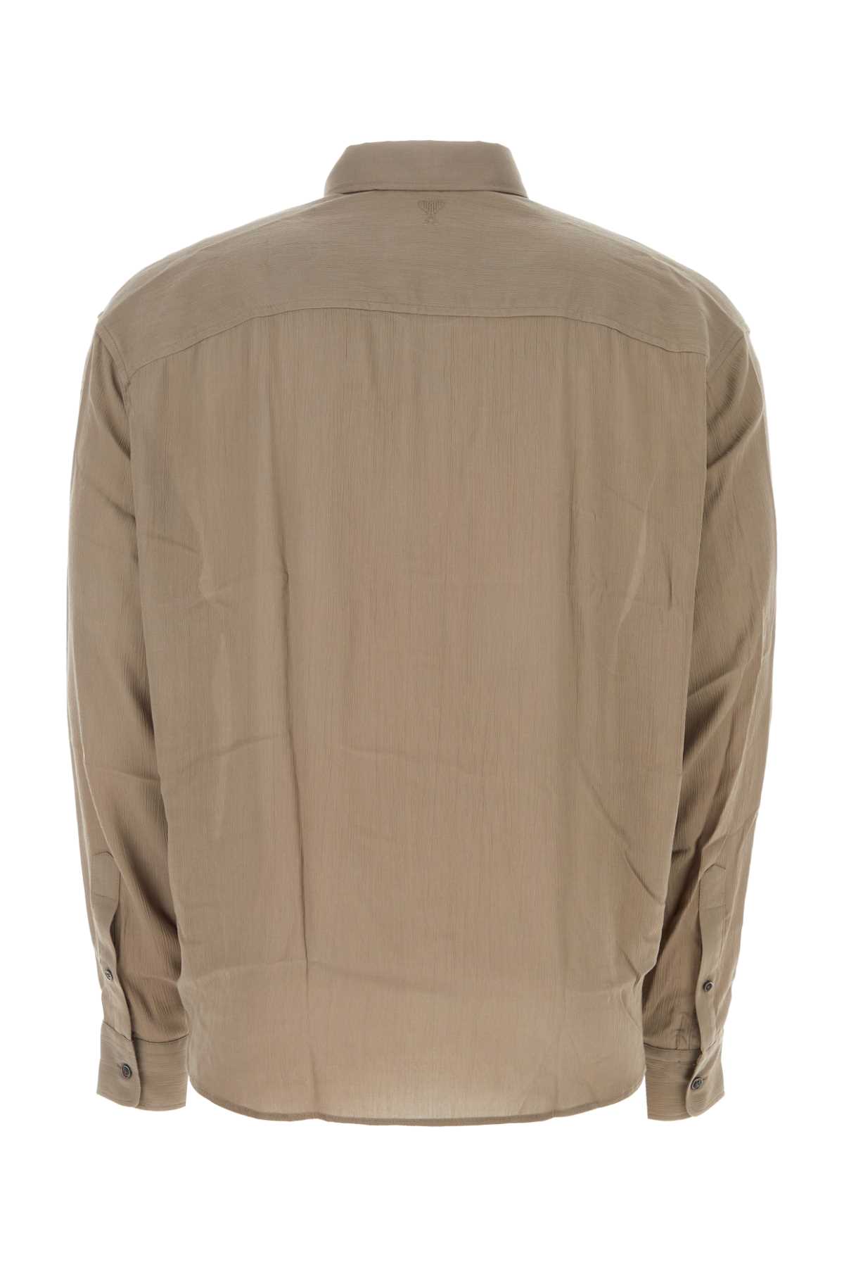 Shop Ami Alexandre Mattiussi Dove Grey Viscose Shirt In Lighttaupe