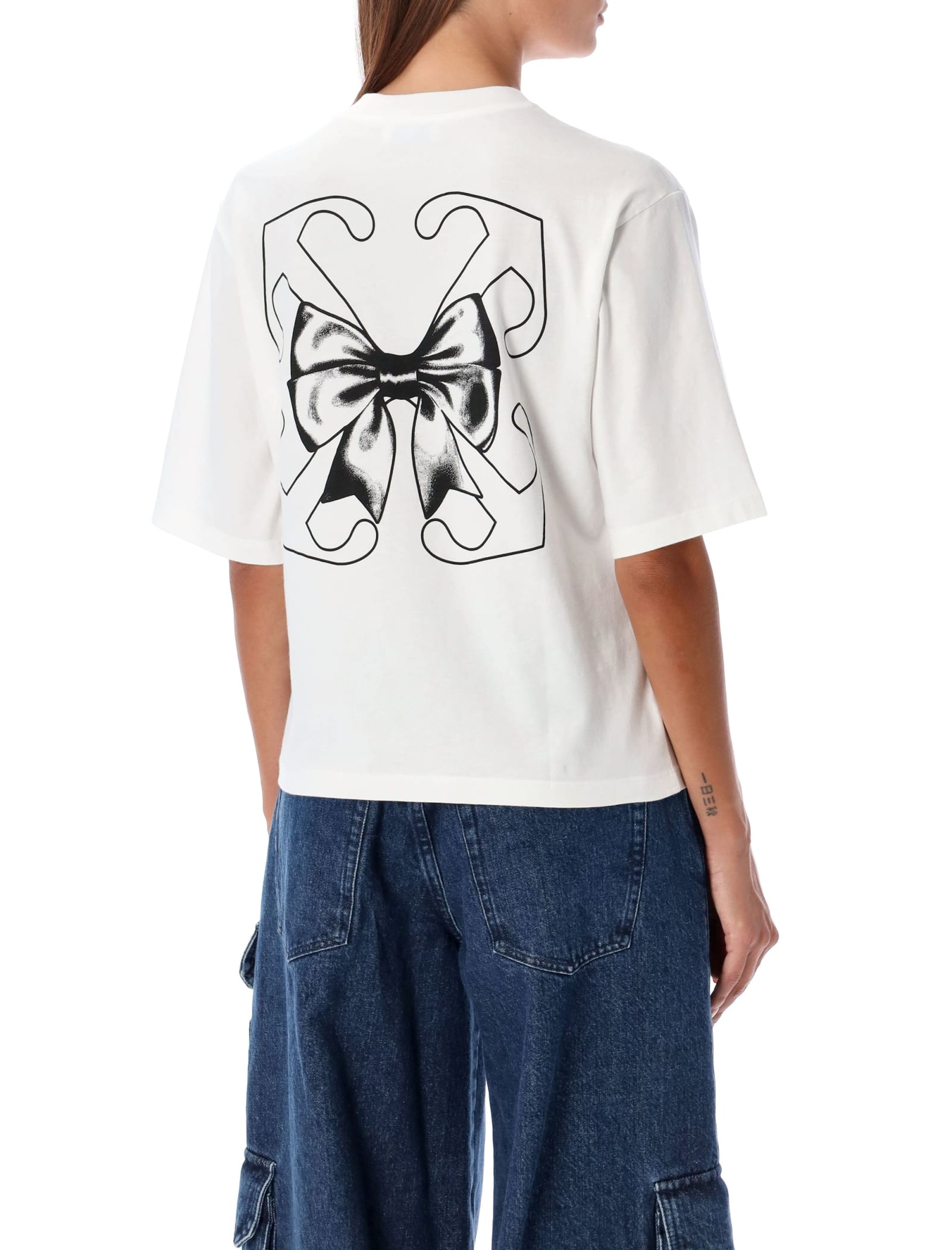 Shop Off-white Bow Arrow Boxy T-shirt In White Black