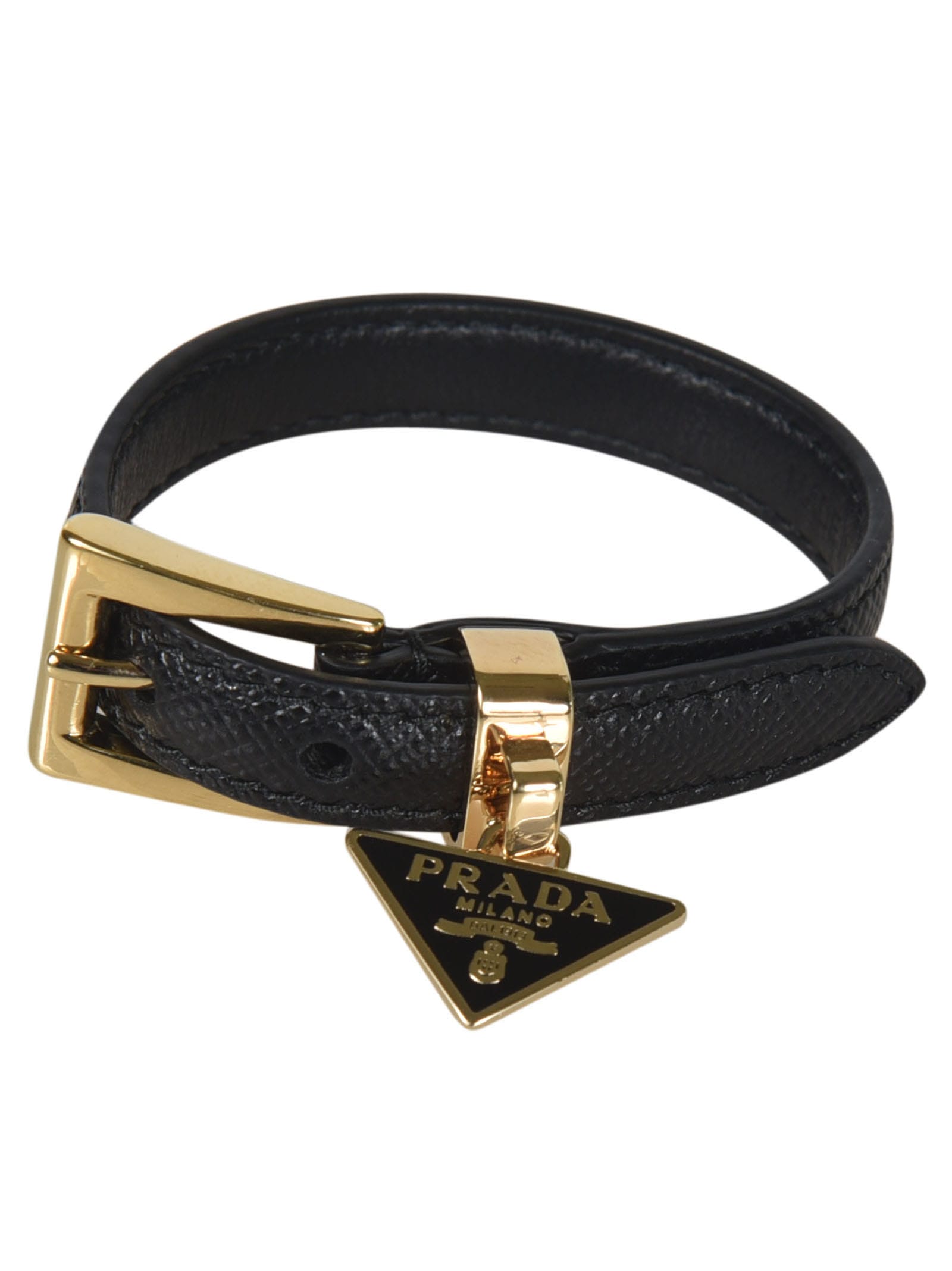 Prada Triangle Logo Buckled Bracelet