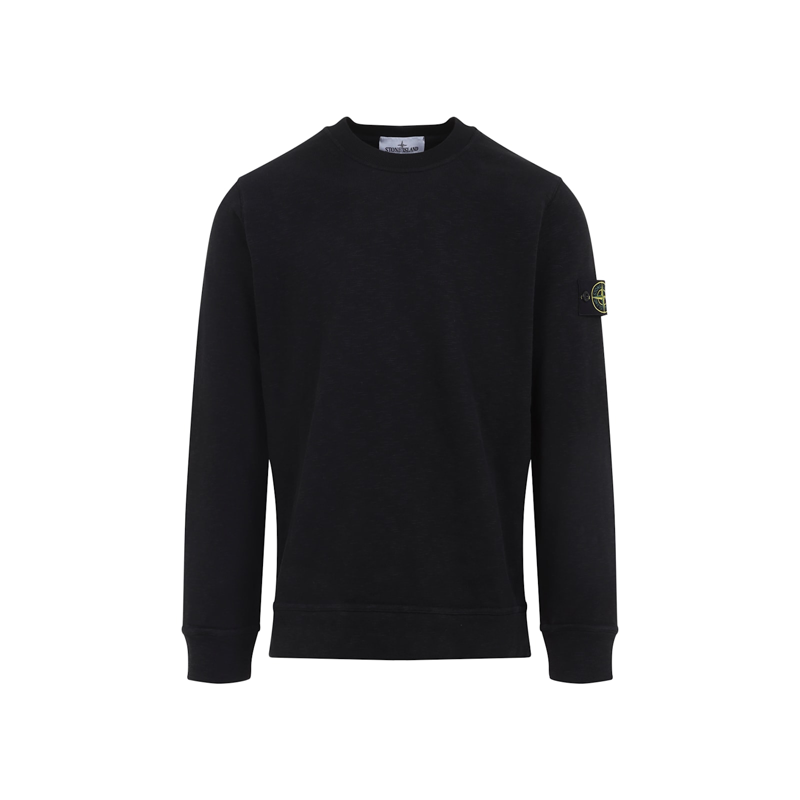 Stone Island Organic Cotton Crew Neck Long Sleeve Top In Black