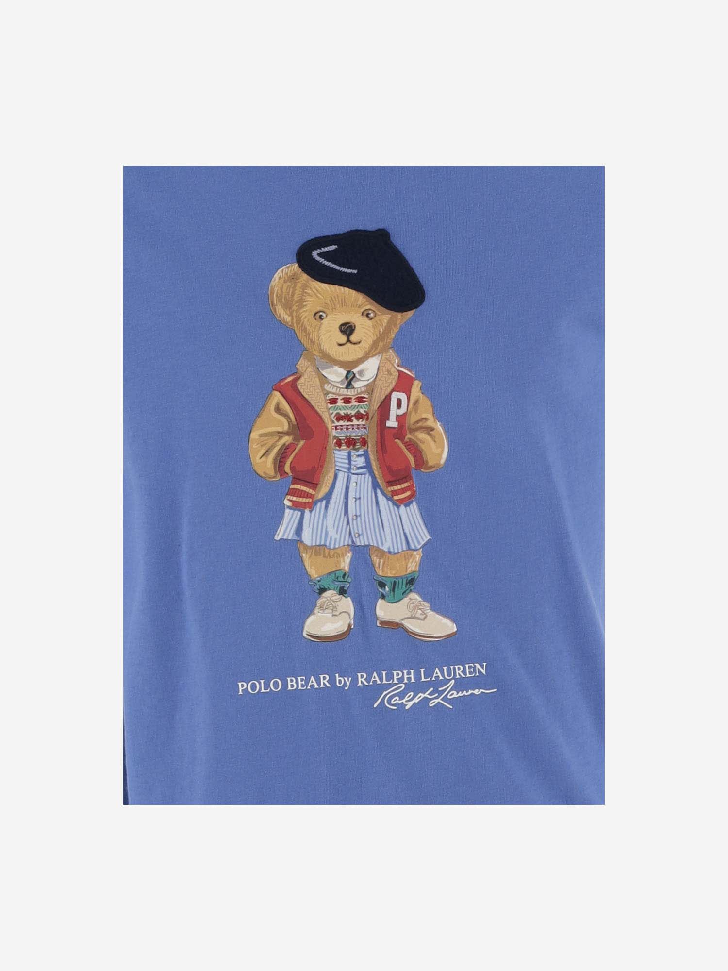 Shop Ralph Lauren Cotton Polo Bear T-shirt In Blue