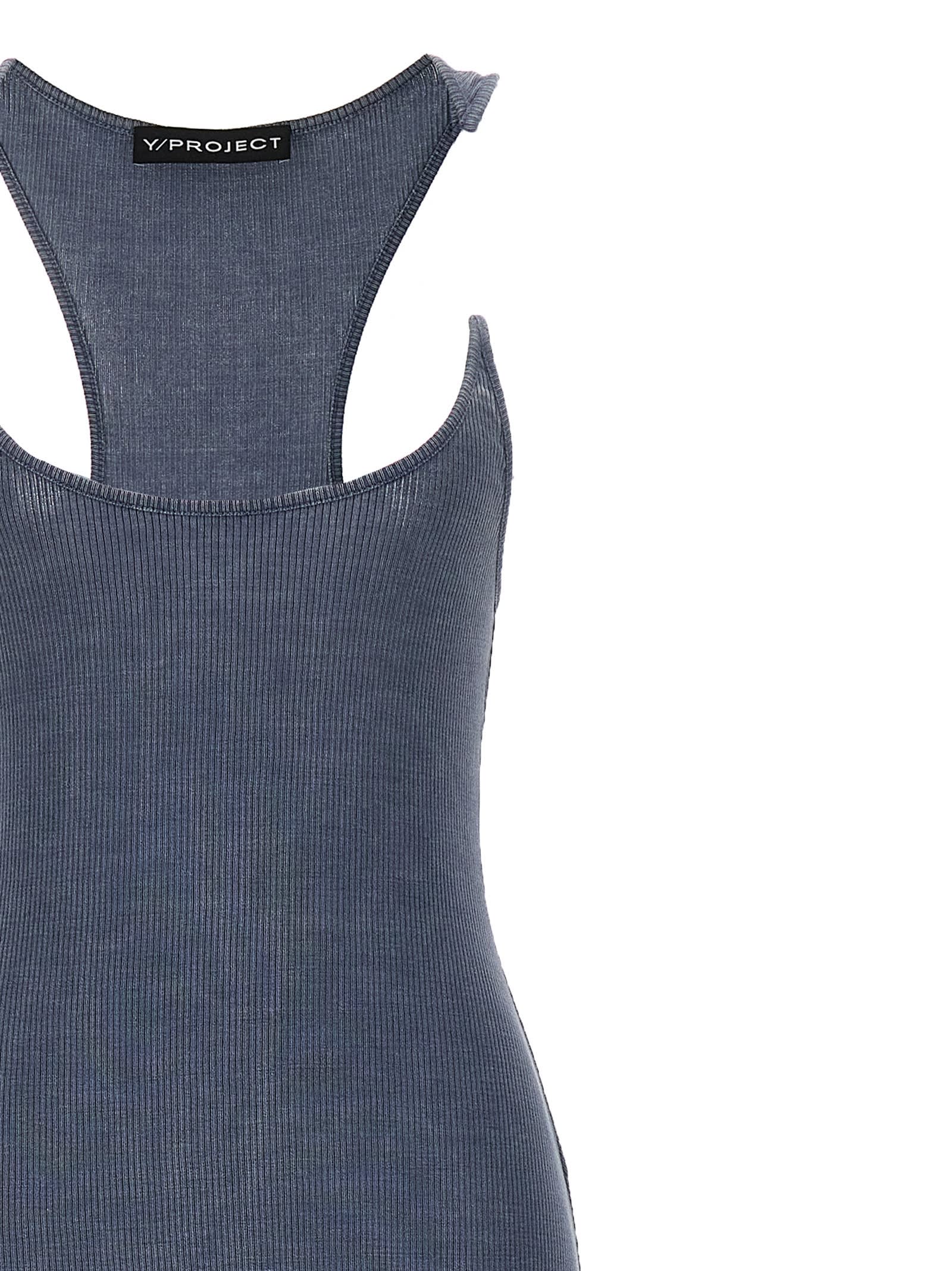 Shop Y/project Invisible Strap Dress In Blue Acid Wash