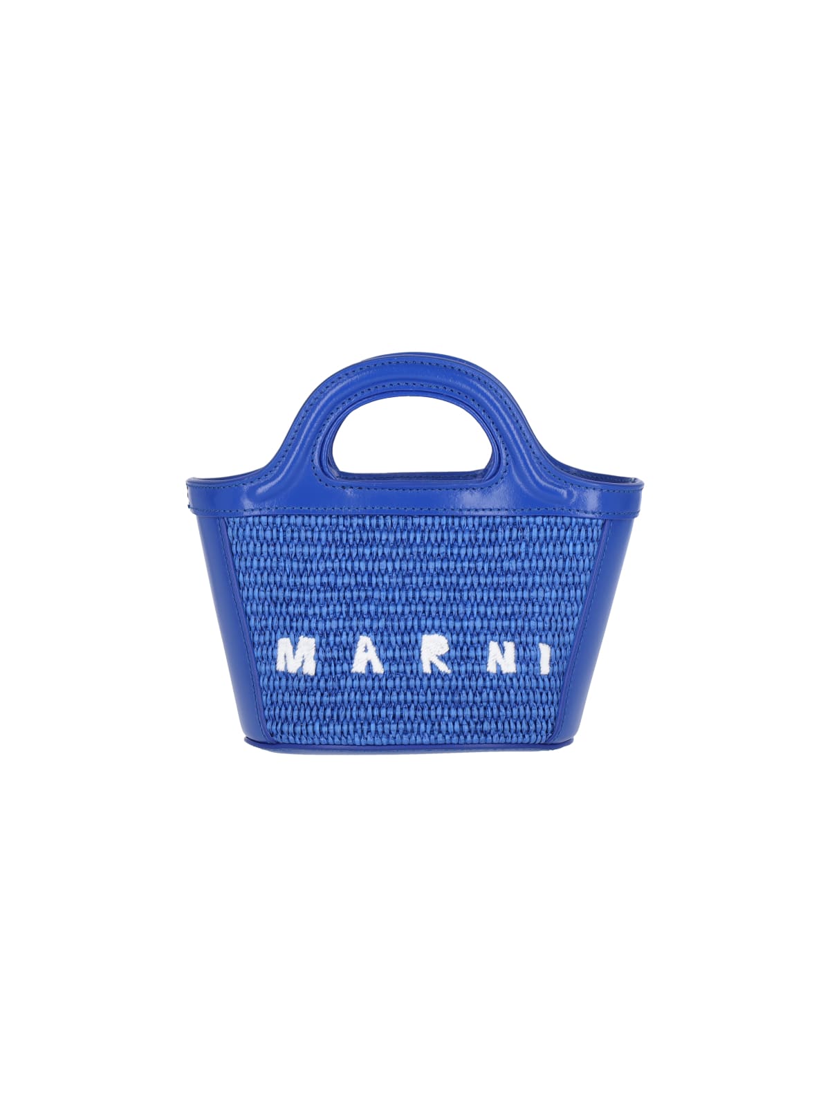 Shop Marni Mini Tote Bag Tropicalia In Blue