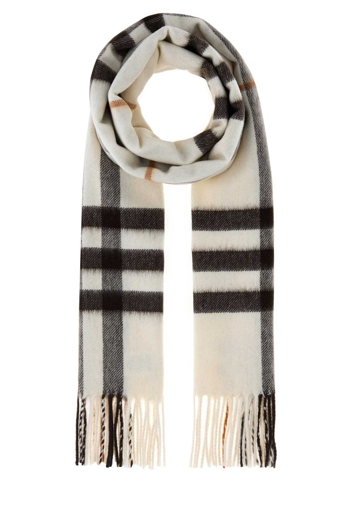Burberry Embroidered Cashmere Scarf In Gray