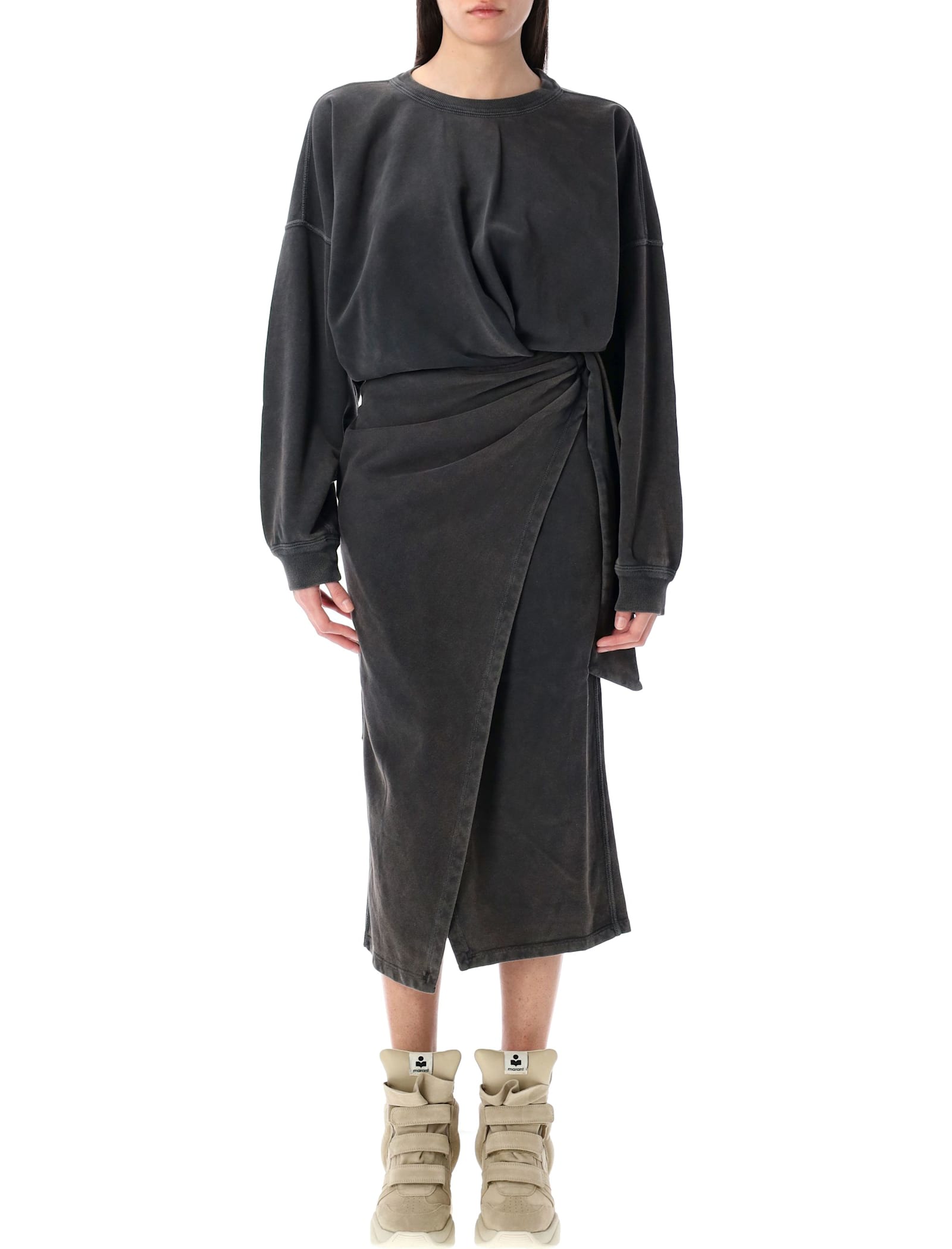 Marant Étoile Sandrine Draped Sweatshirt Dress