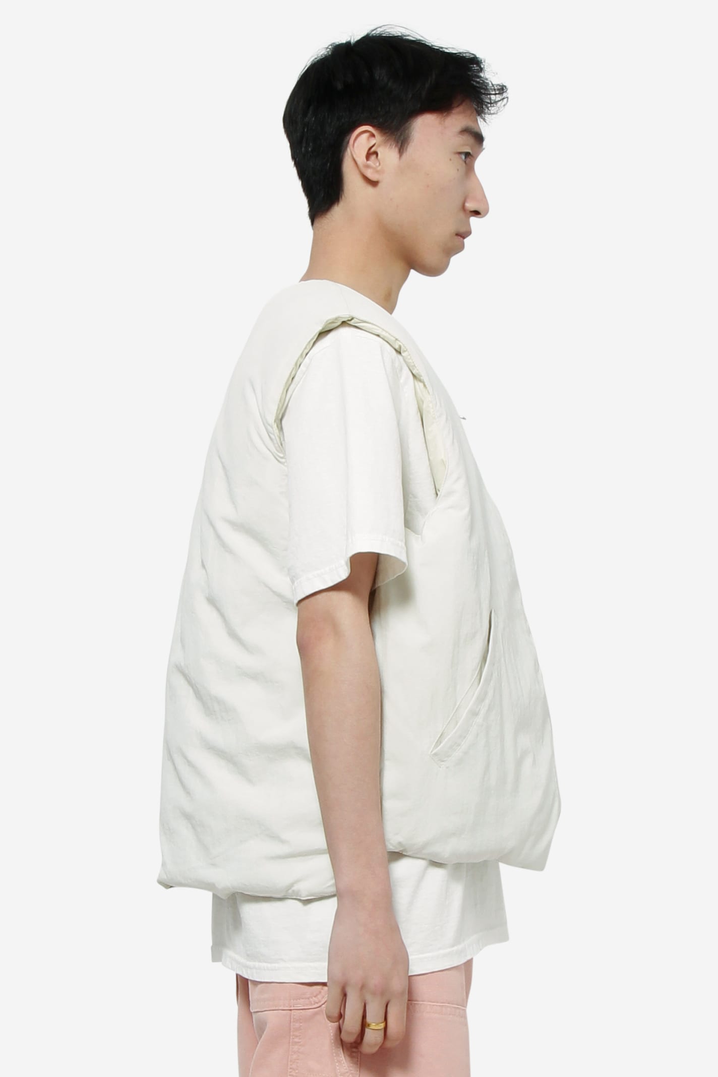Off-white Quilted Reversible Down Vest In Beige