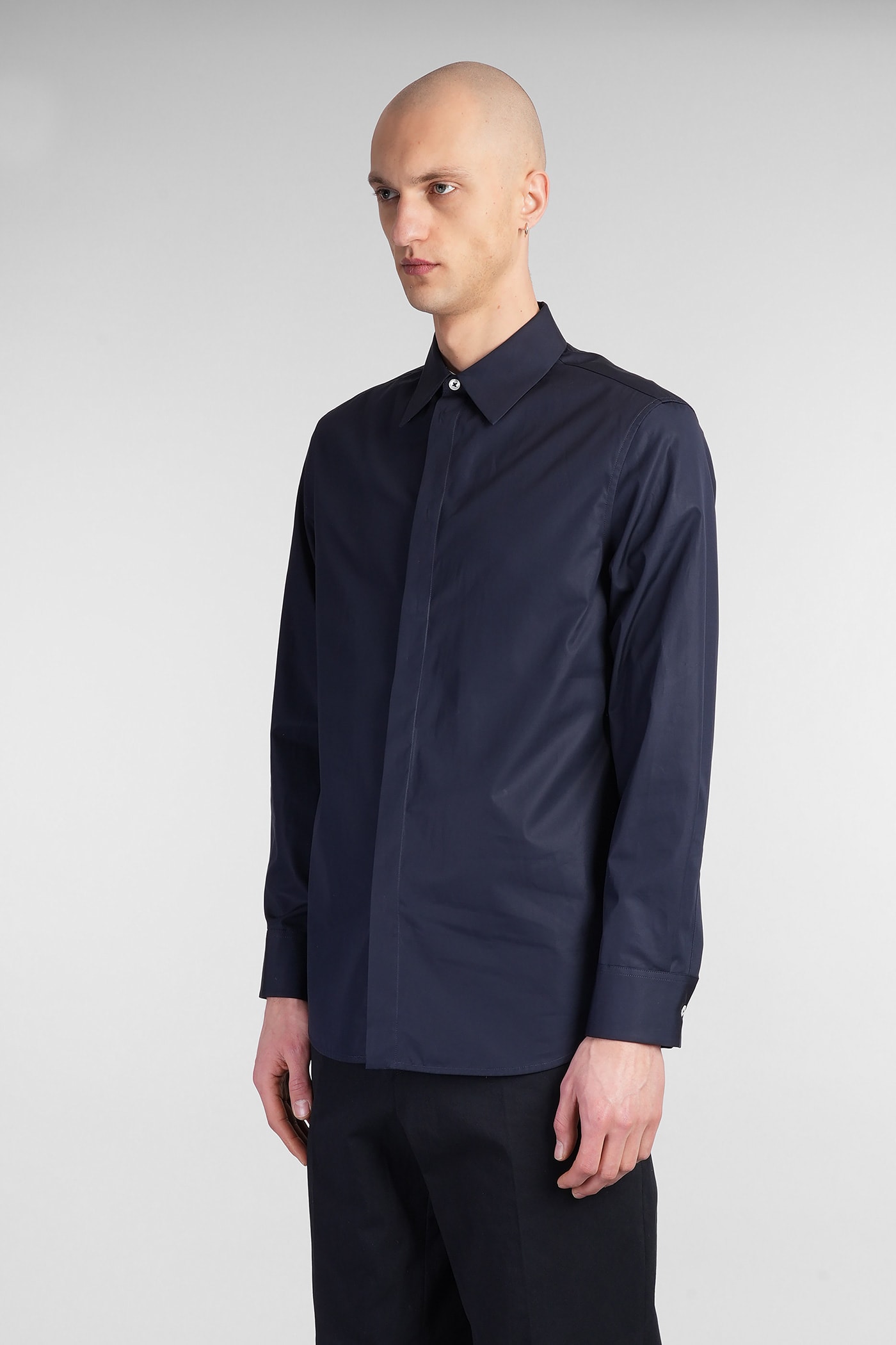 Jil Sander Long-sleeve Cotton Shirt In Blue