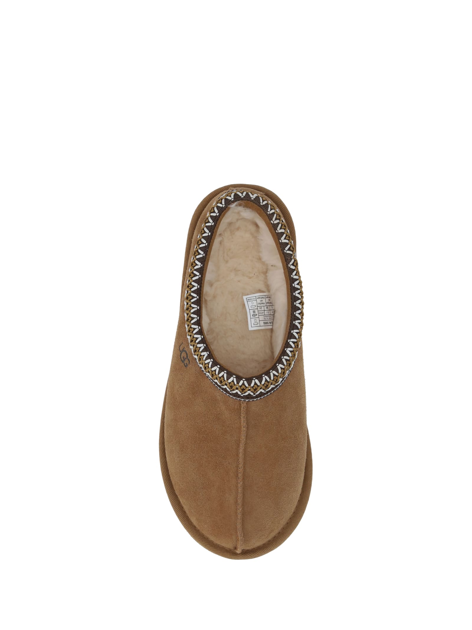 Ugg Tasman Beige Mules With Embossed Logo In Suede Woman In Brown