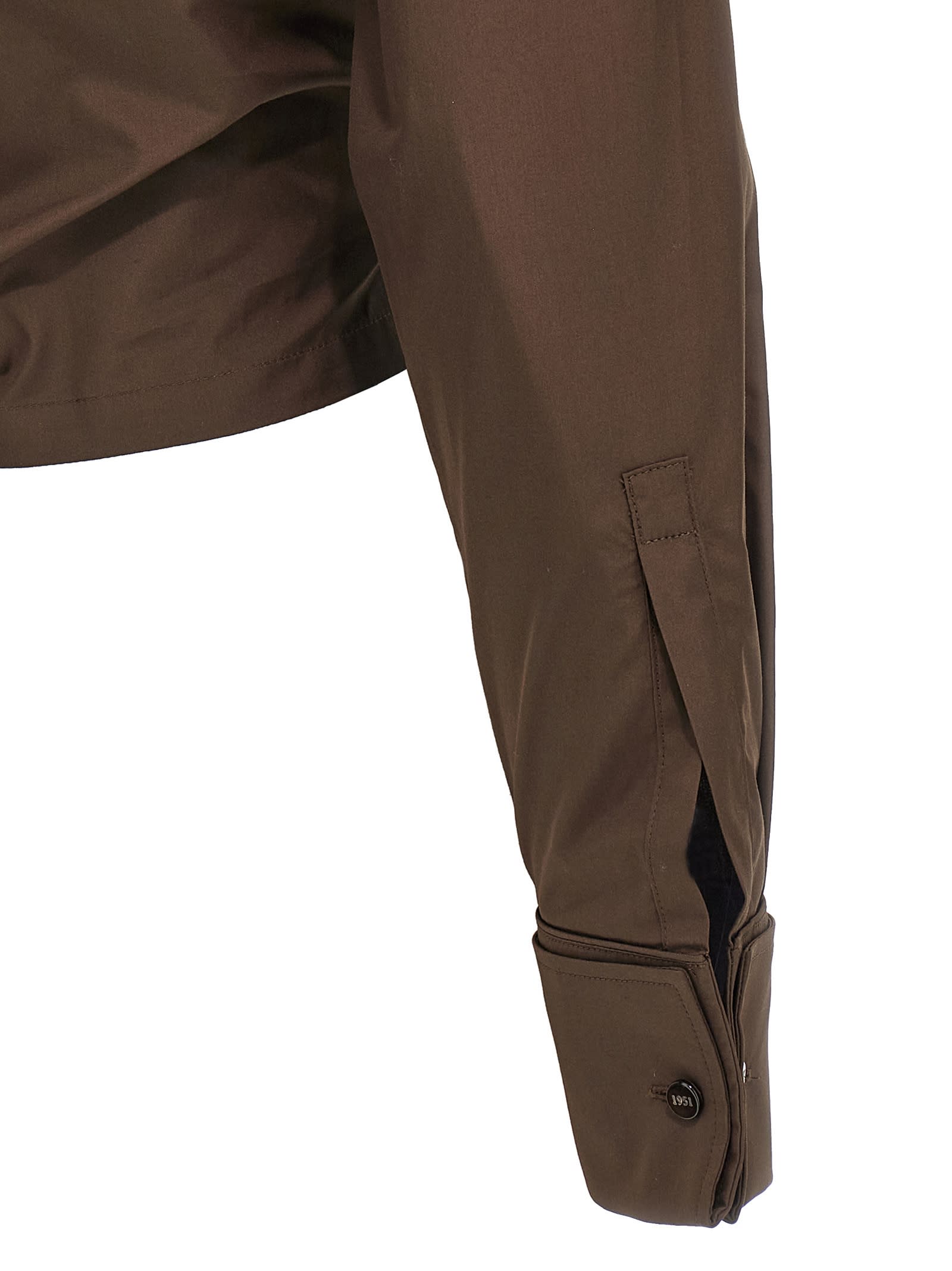 Max Mara Cropped Collared Shirt Elasticated Hem In Brown