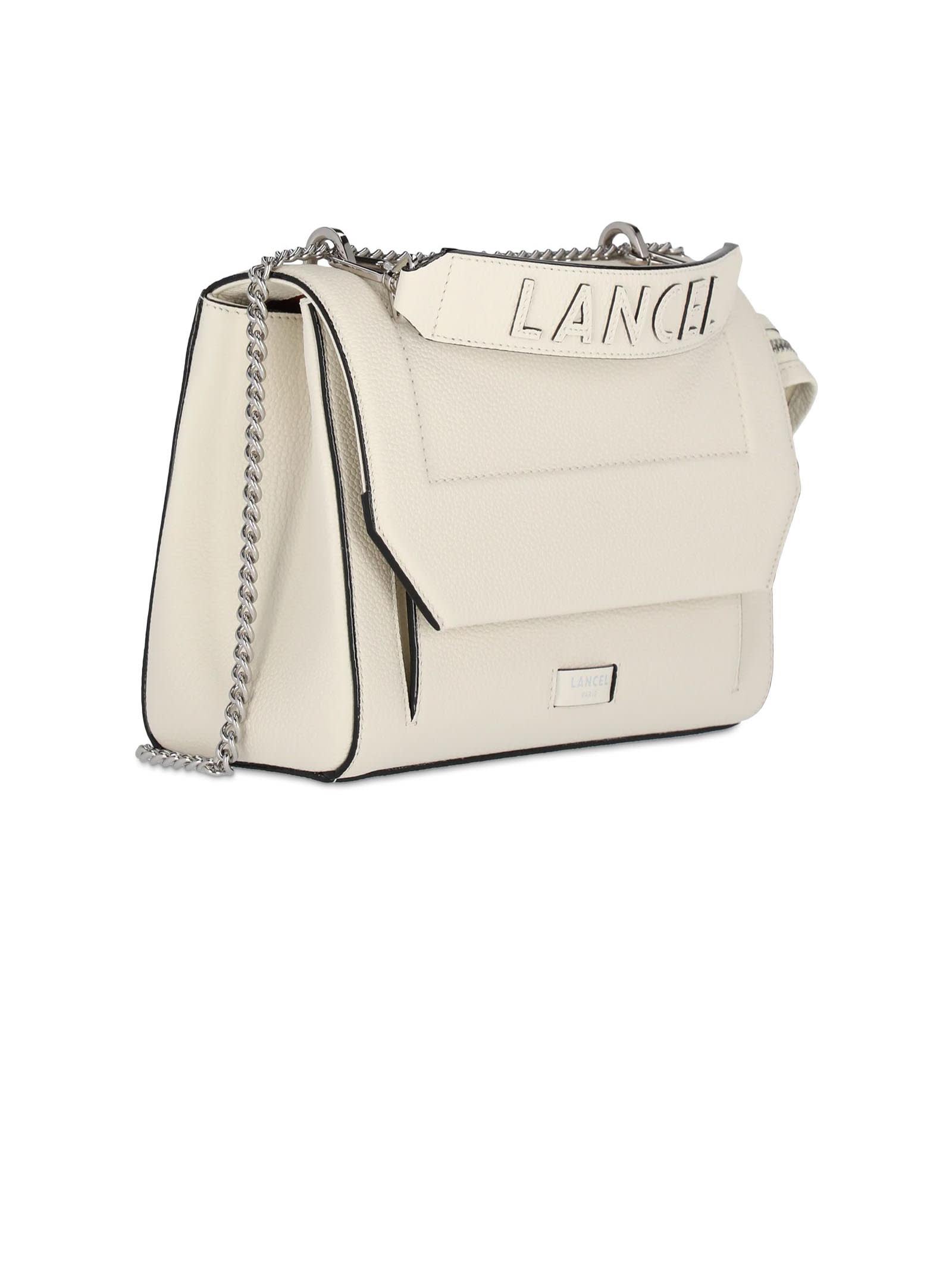 Shop Lancel Camel Grained Leather Shoulder Bag In White