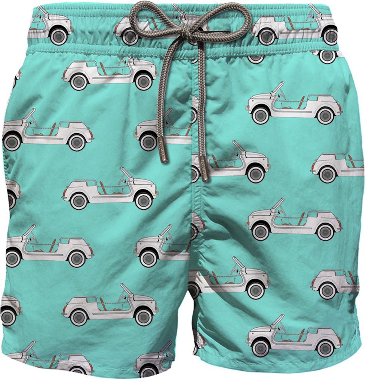 Mc2 Saint Barth Graphic Printed Drawstring Swim Shorts In Light Blue