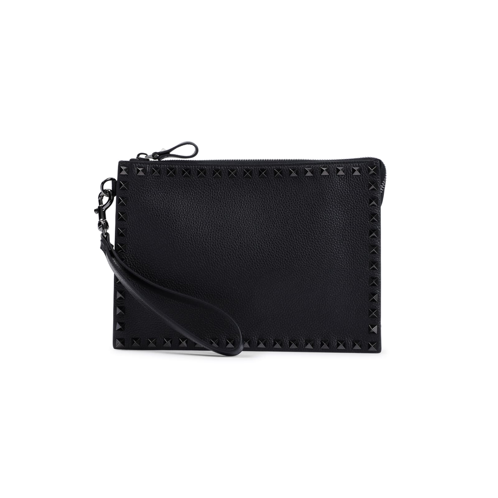 Shop Valentino Handle Flat Pouch In No Nero