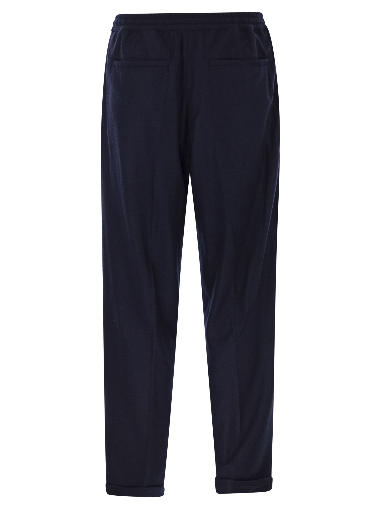 Fedeli Harvard Soft Cashmere Flannel Trousers In Blue