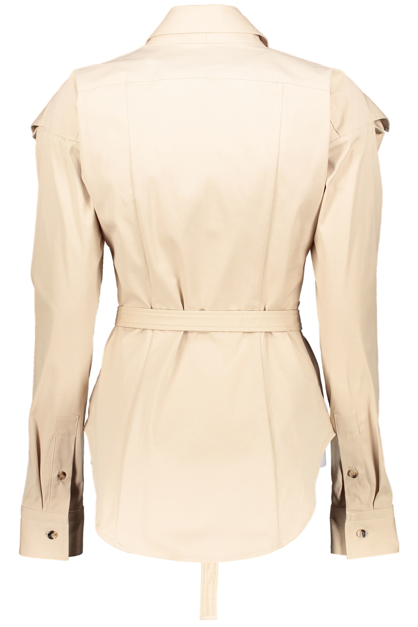 Shop Bottega Veneta Cotton Poplin Shirt In Beige