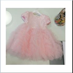 Monnalisa Pink Dress For Baby Girl With Sequins