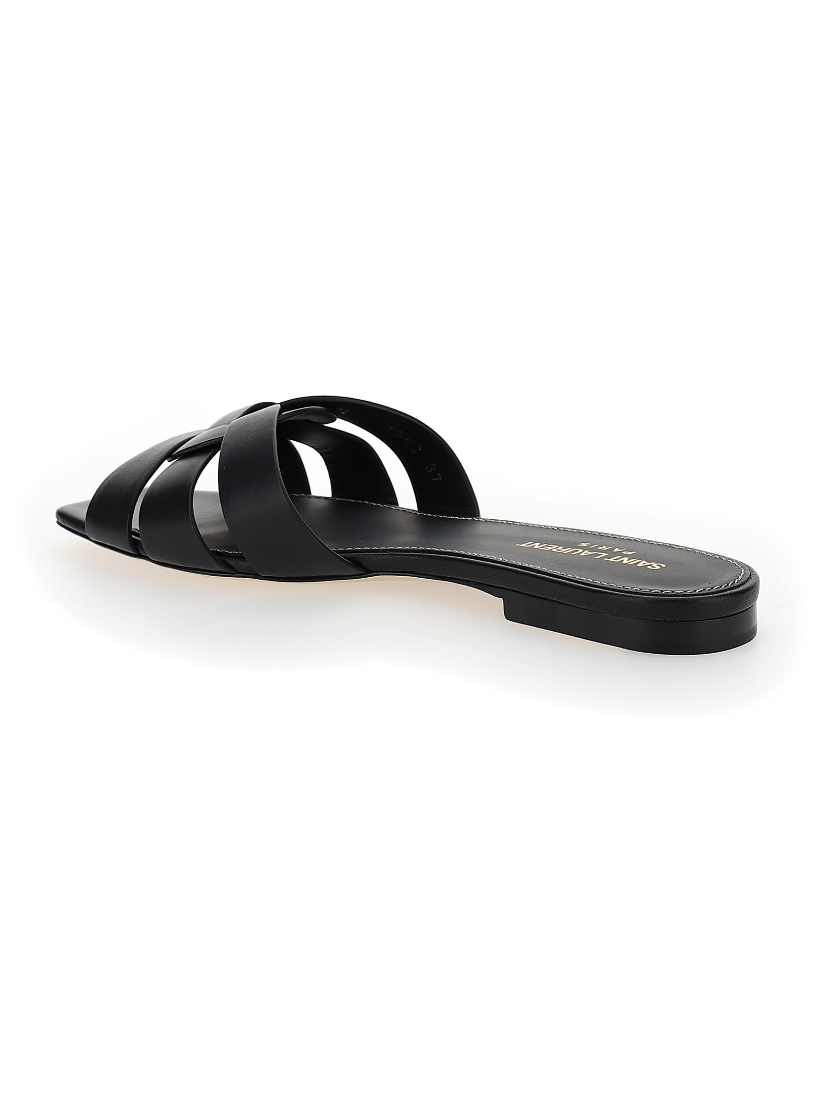 Shop Saint Laurent Tribute 05 Flat Sandals In Black