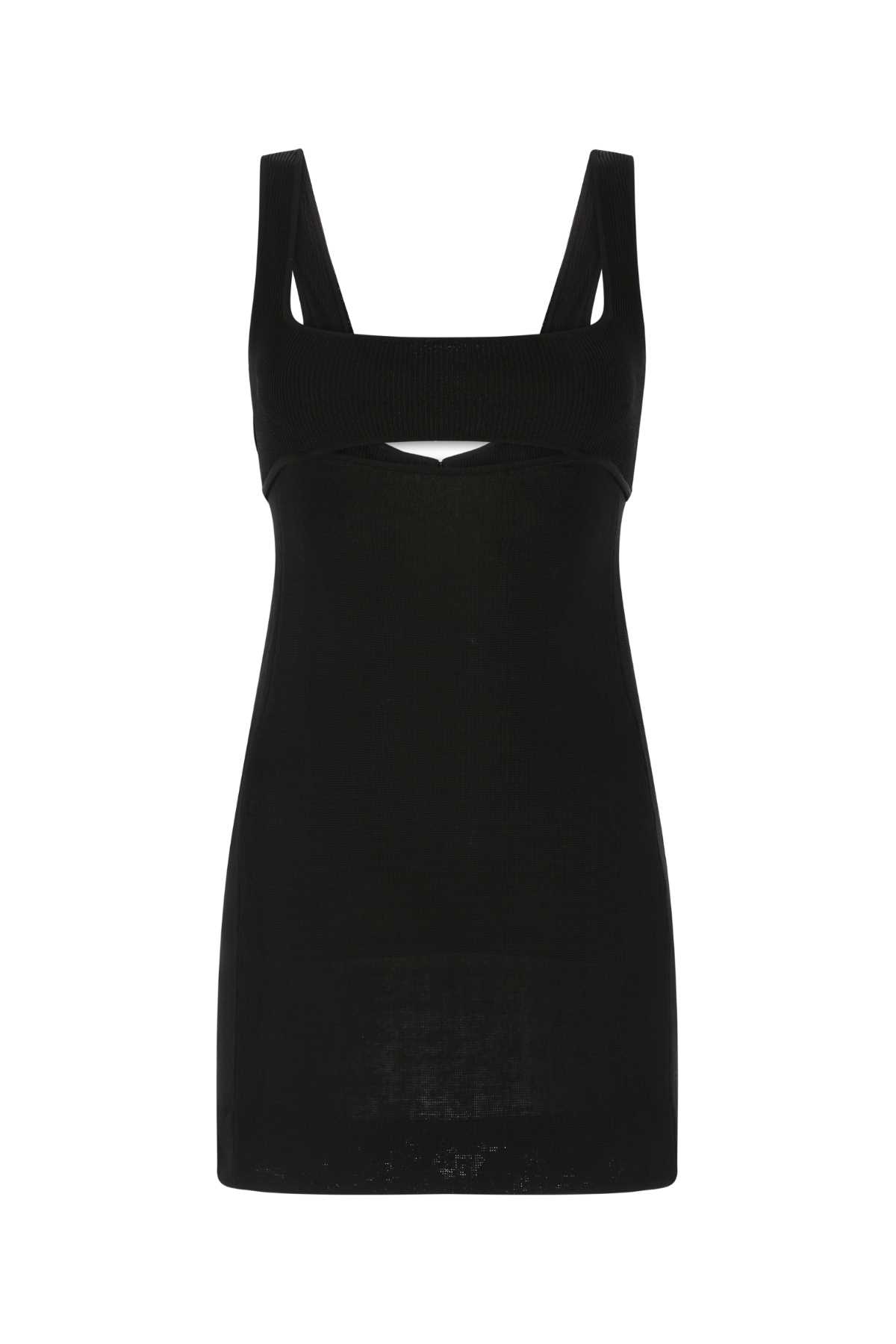 Black Viscose Blend Mini Dress