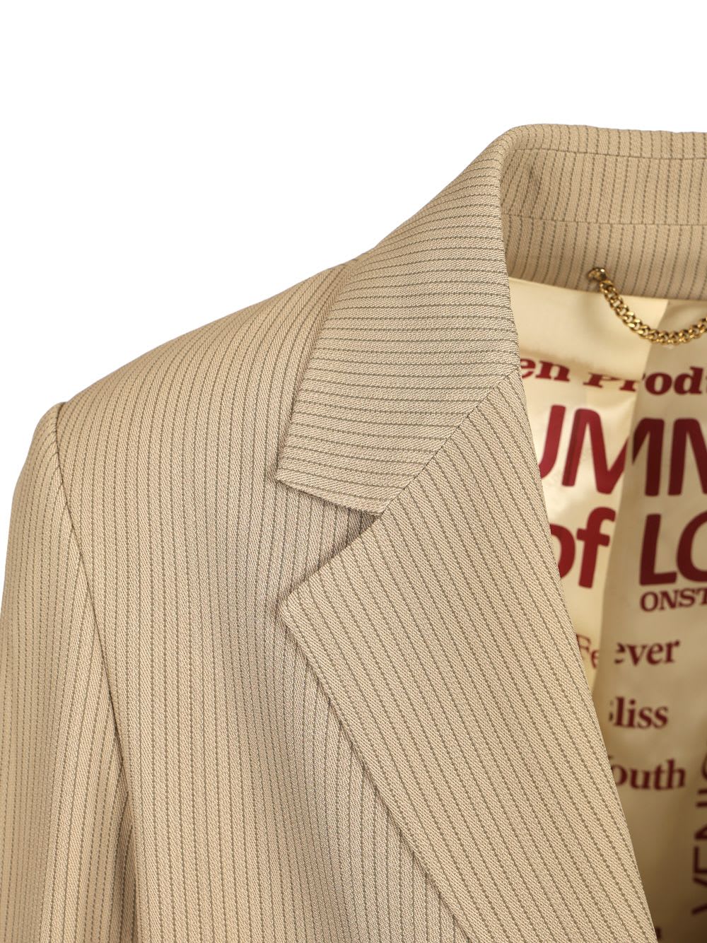 Golden Goose Journey Ms Decontructed Jacket Lowell Pinstripe Blend Viscose Fabric In Beige