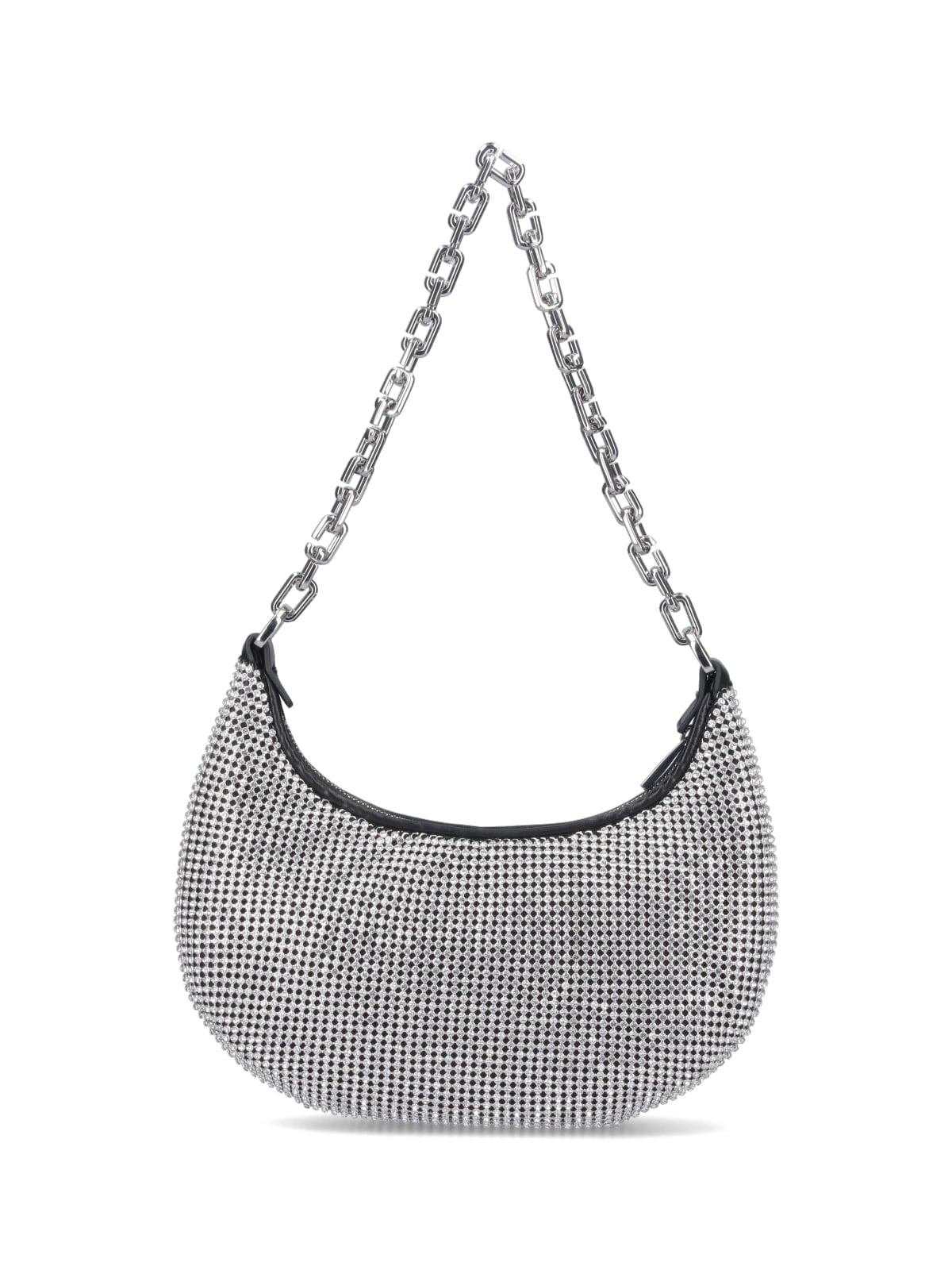Shop Marc Jacobs Rhinestone Small Curve Shoulder Bag In Gray