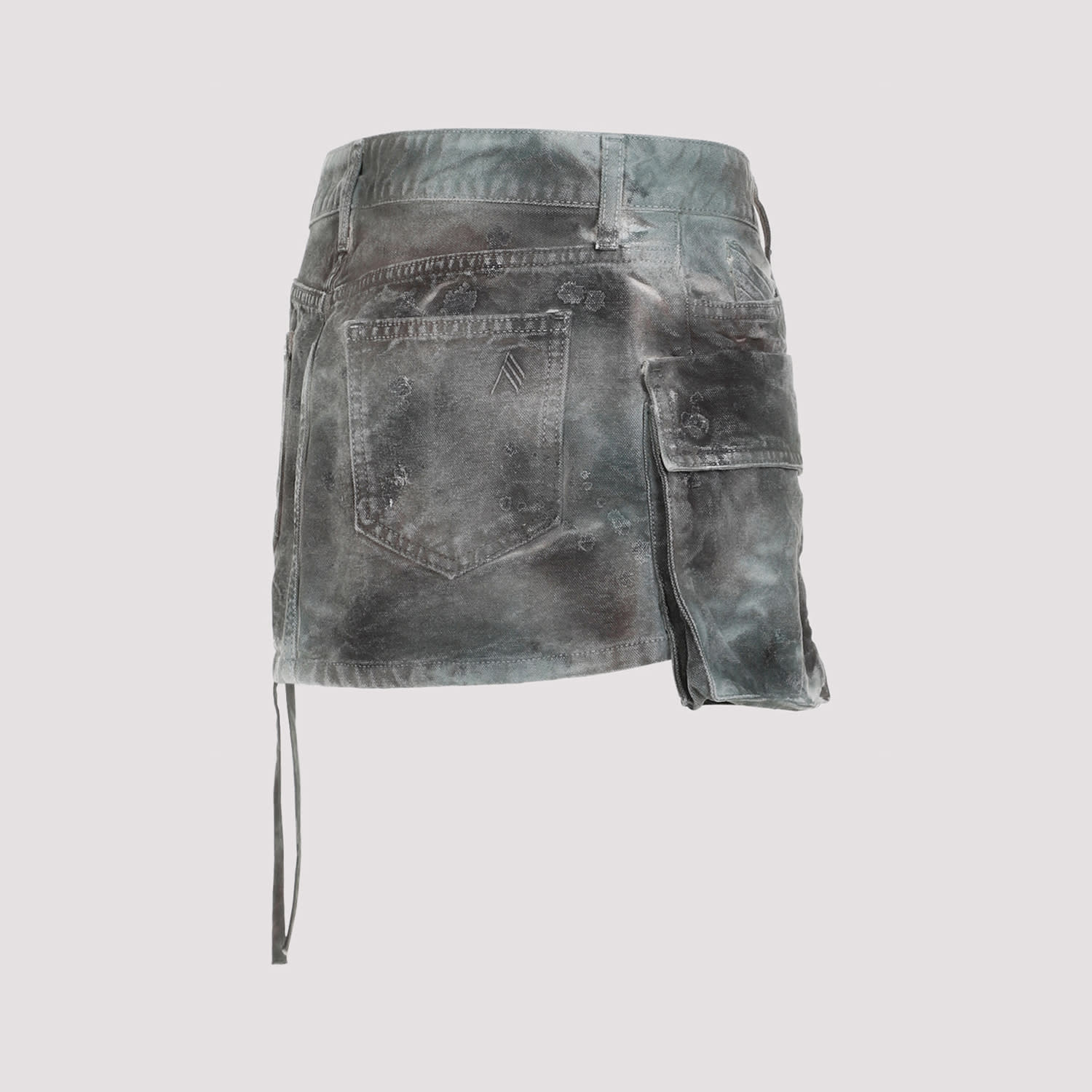 Shop Attico Fay Mini Skirt In Stained Greencamouflage