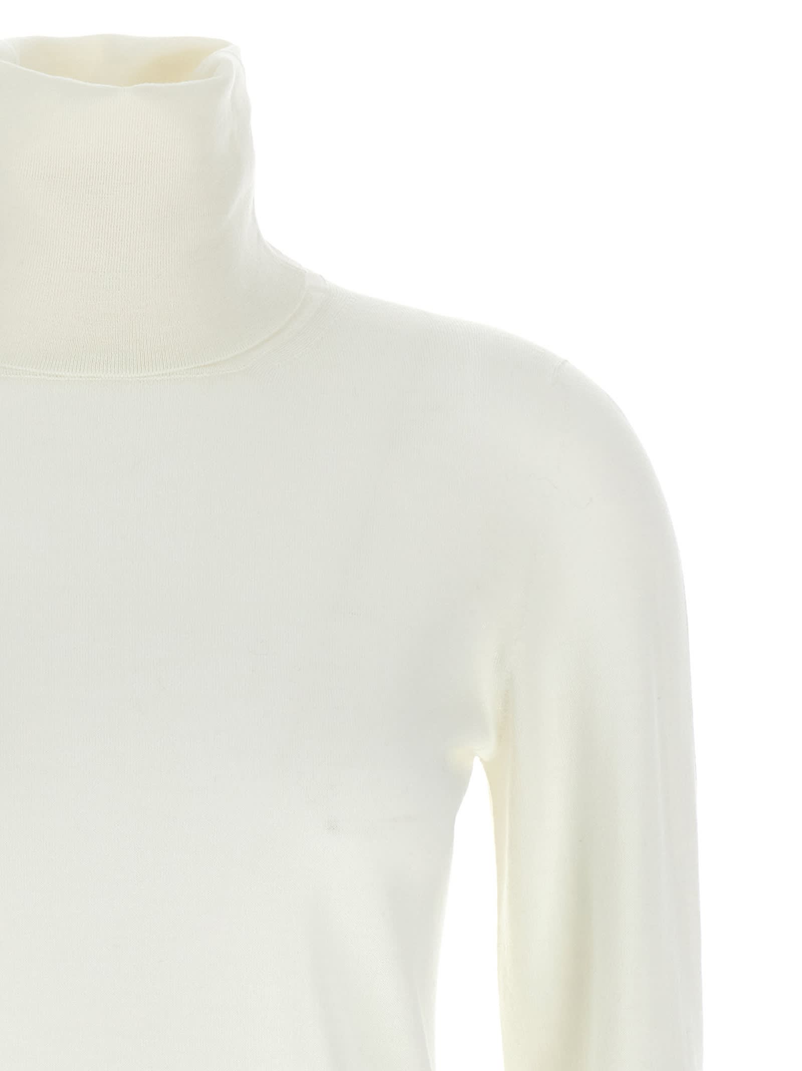 Max Mara White Canard Turtleneck In White
