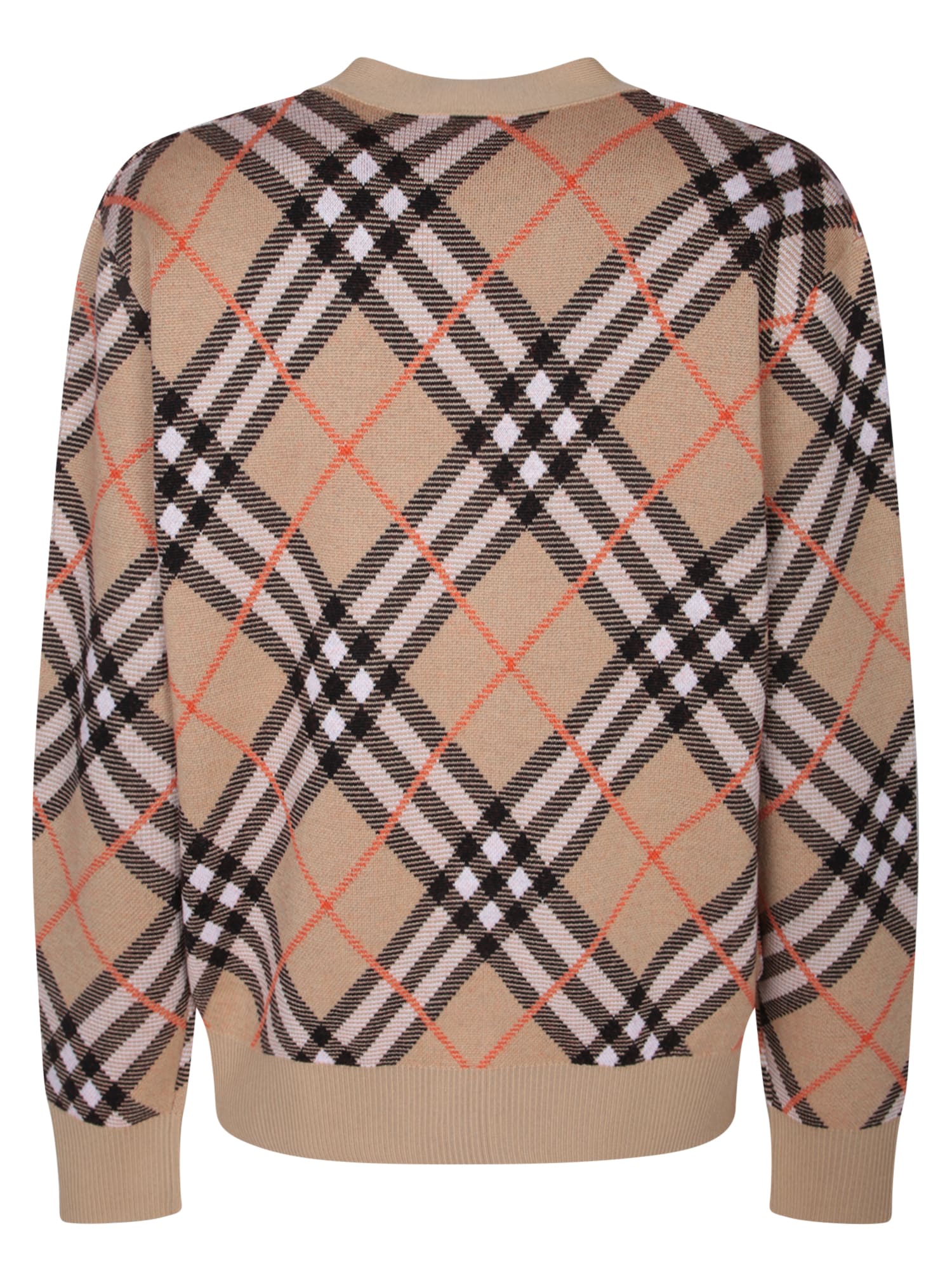 Shop Burberry Beige Check Cardigan