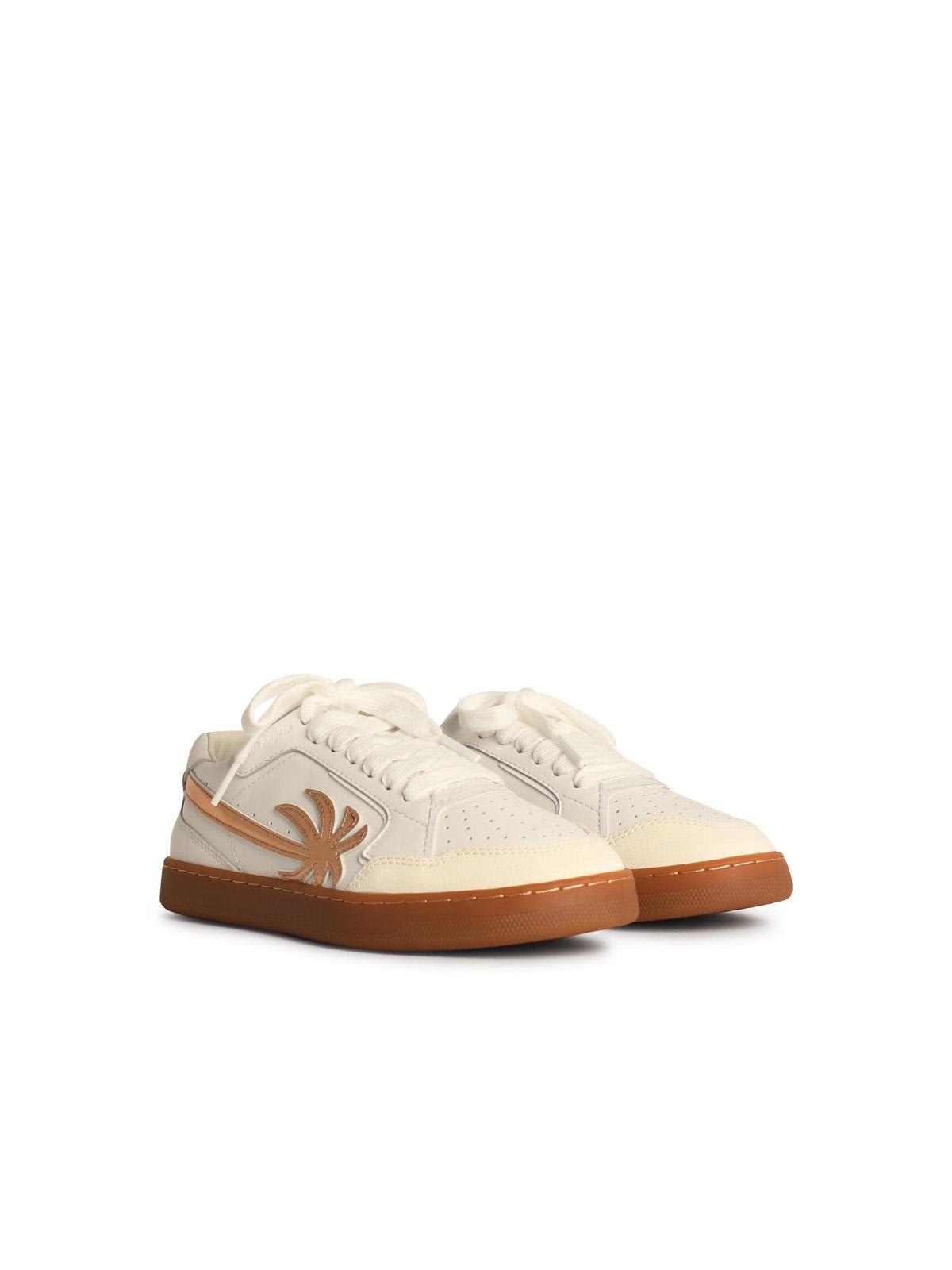 PALM ANGELS NEW PALM WHITE LEATHER SNEAKERS 