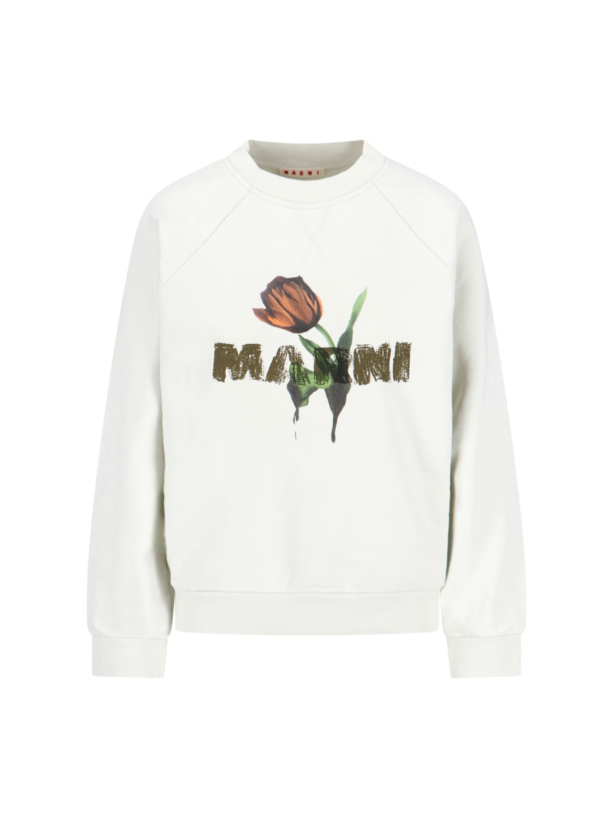 Marni Logo Crewneck Sweatshirt In White