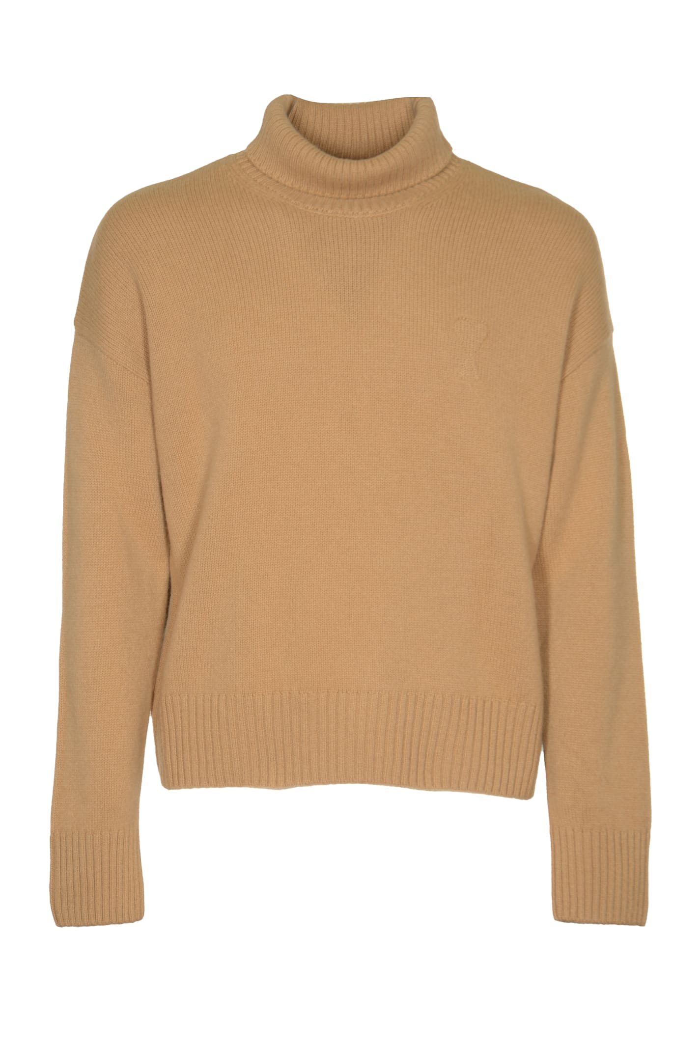 Roll Neck Rib Trim Knit Plain Sweater