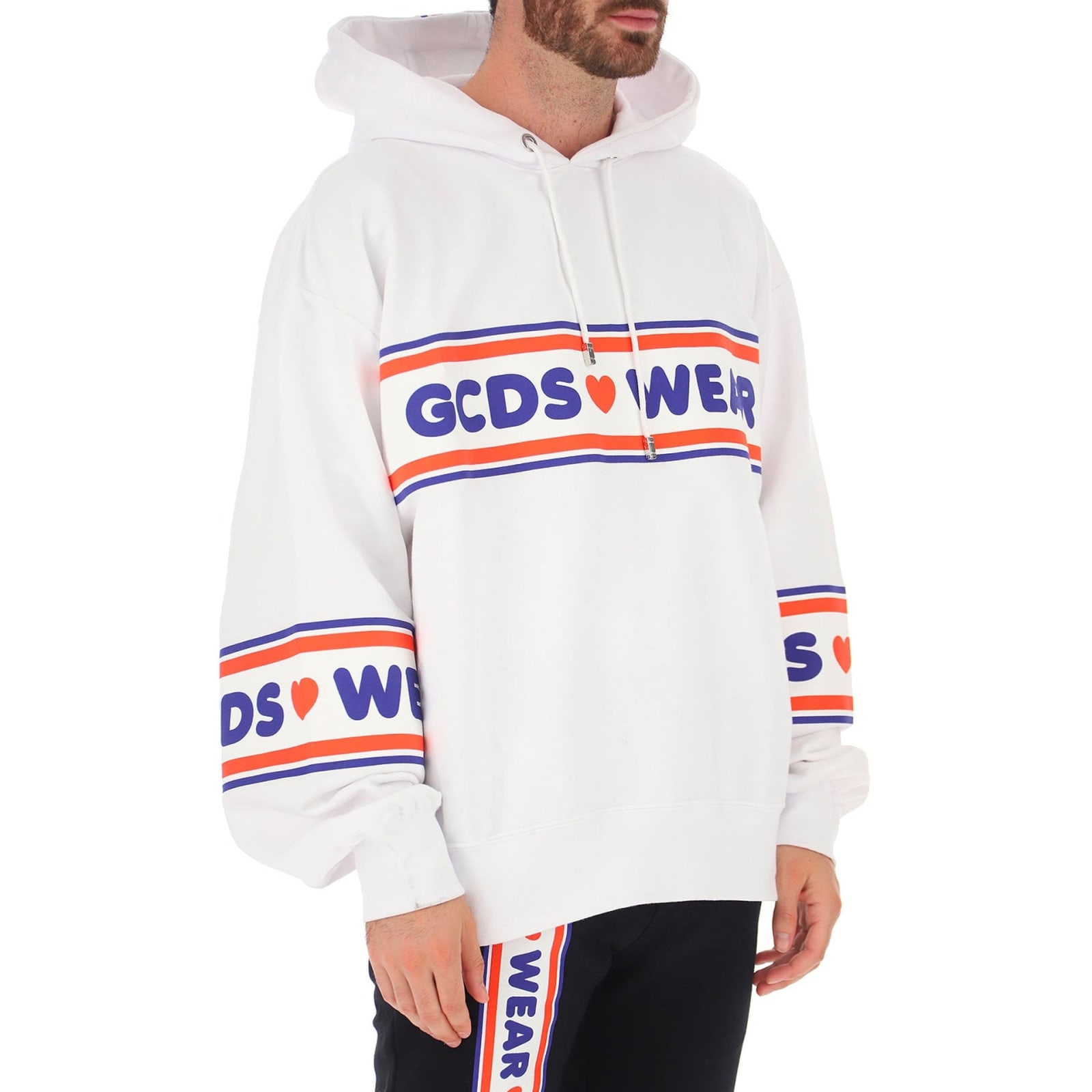 Shop Gcds Logo Hooded Sweatshirt In White