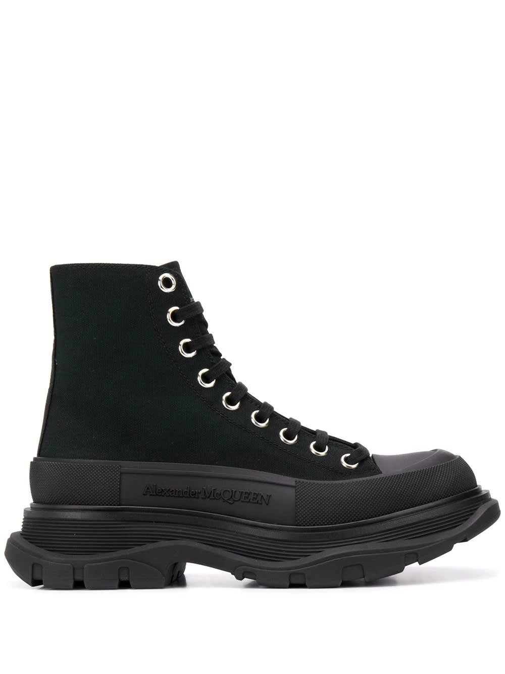 Shop Alexander Mcqueen Black Tread Slick Ankle Boots