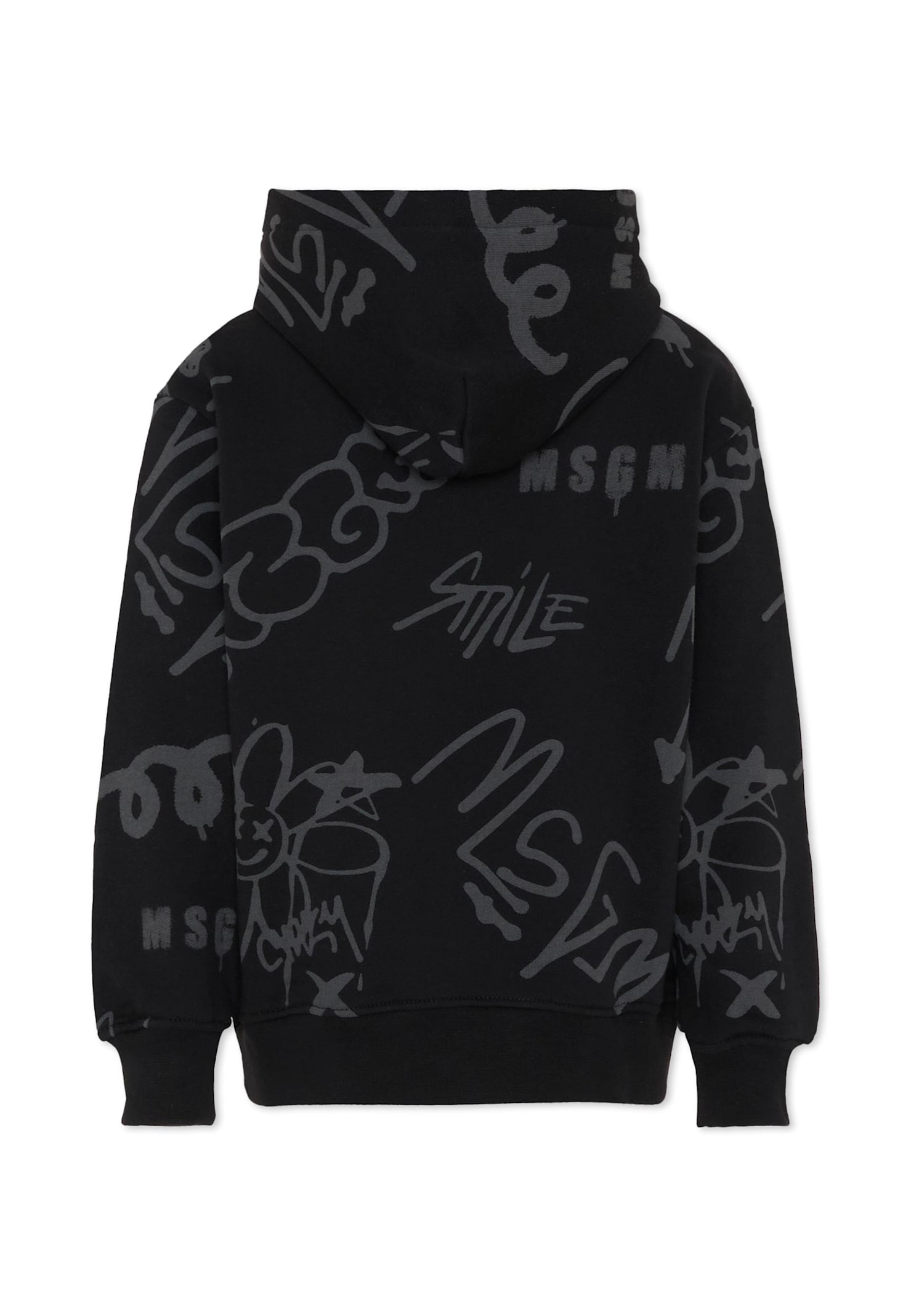 Msgm Black Sweatshirt For Boy With Print In Black