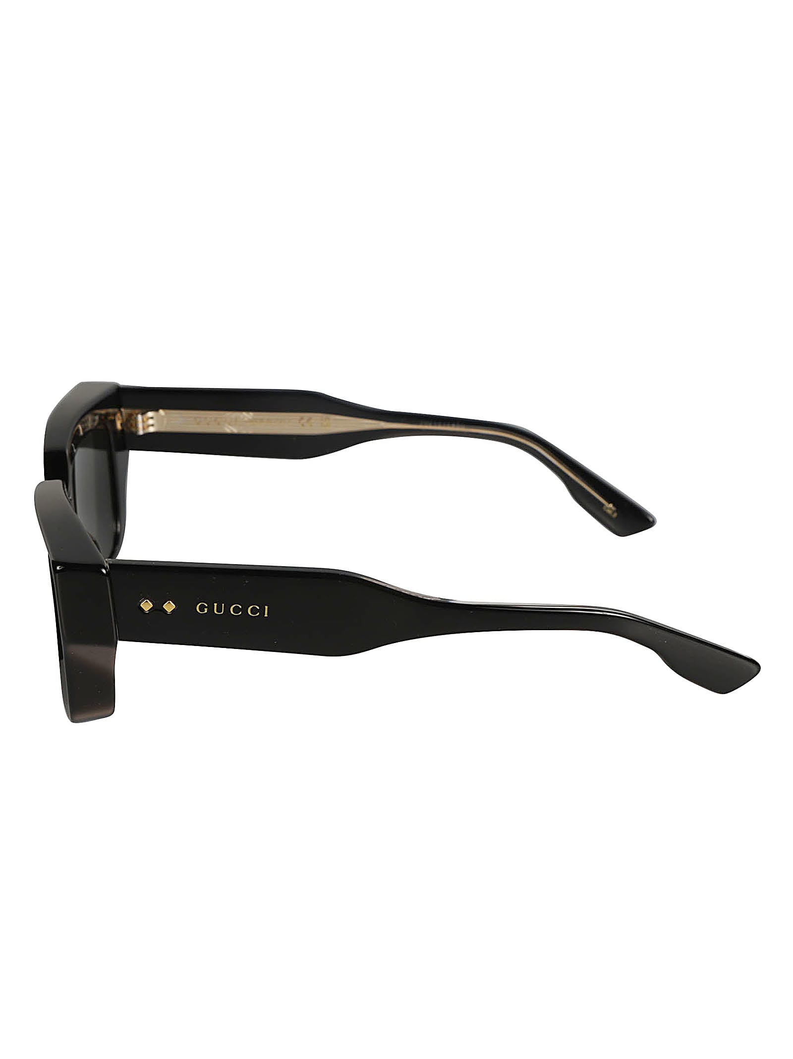 Shop Gucci Square Thick Sunglasses In Black/grey