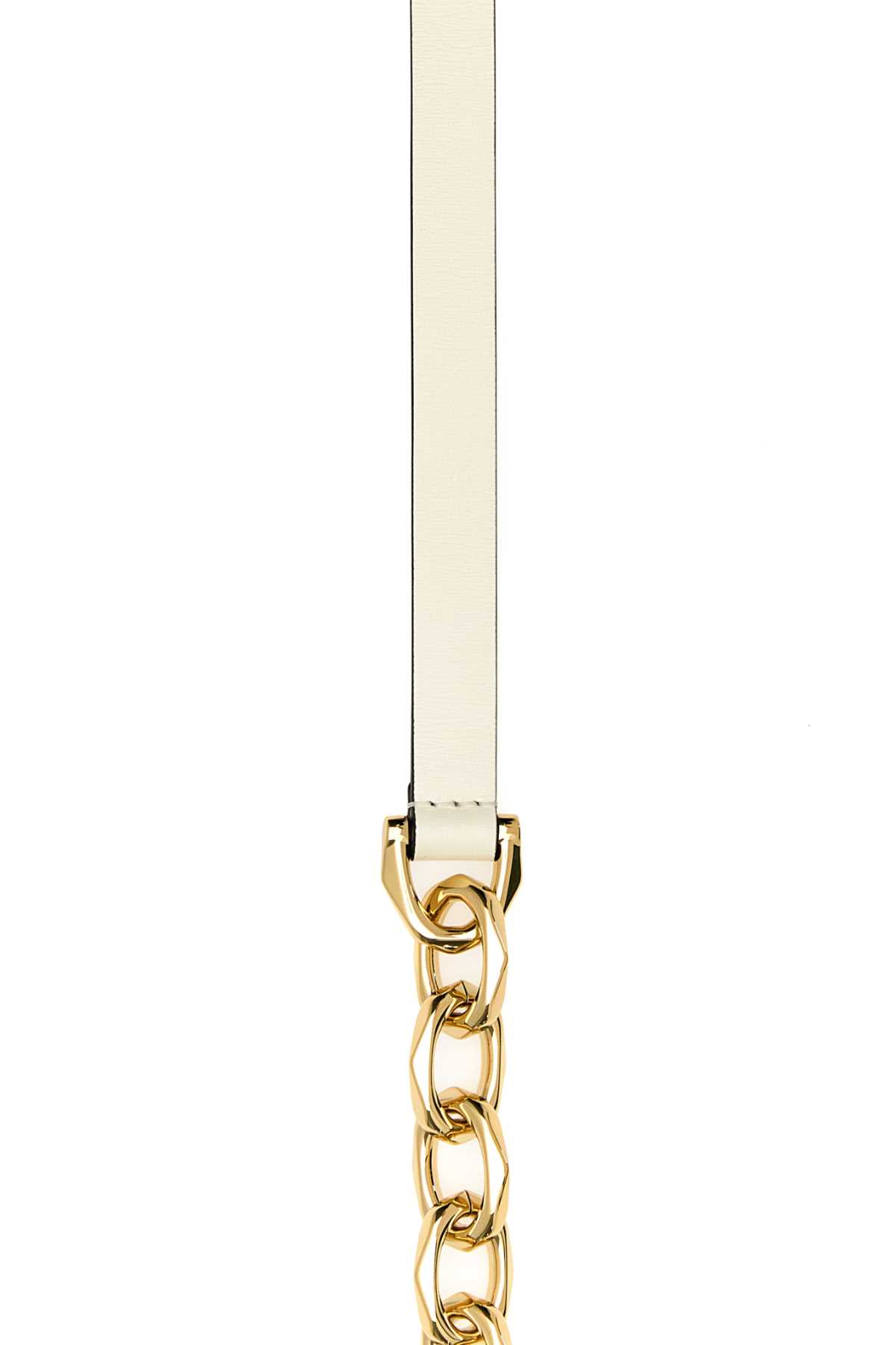 Shop Valentino Two-tone Leather And Metal Chain Vlogo Belt In Ivory