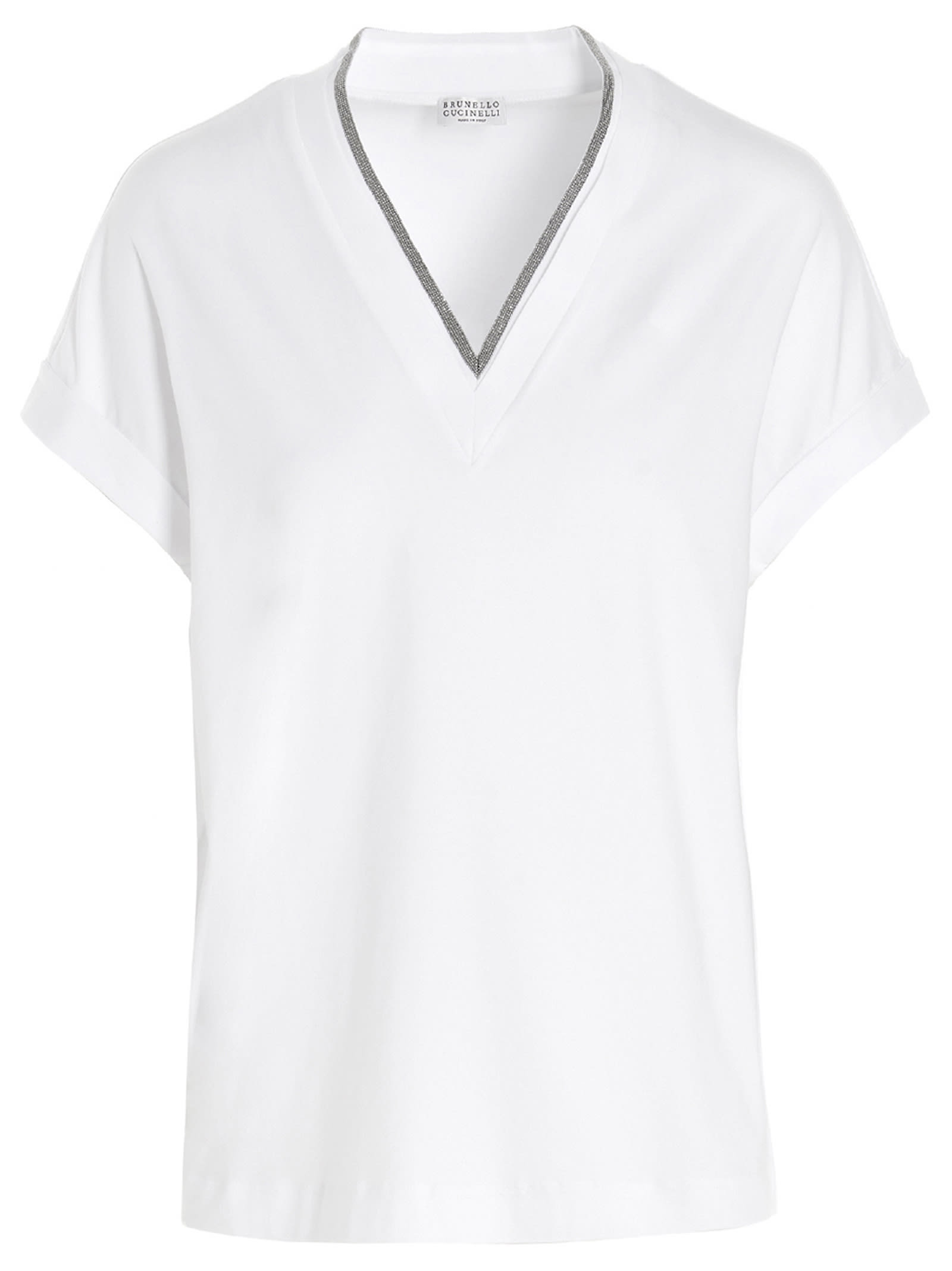 Shop Brunello Cucinelli Monile Jersey T-shirt In White