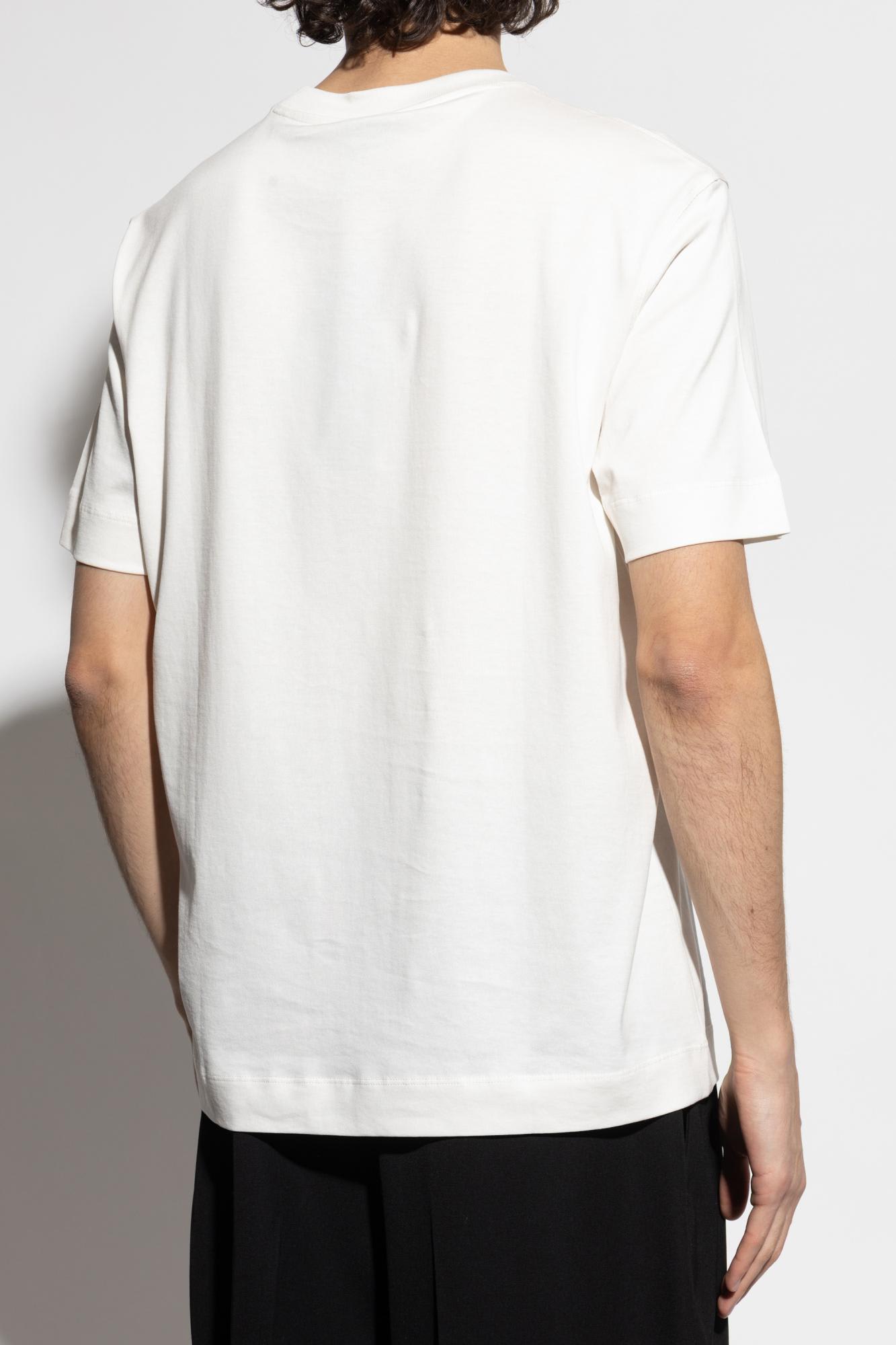 Emporio Armani Asv Jersey T-shirt With ‘let The Sea Set You Free' Embroidery In Snow White