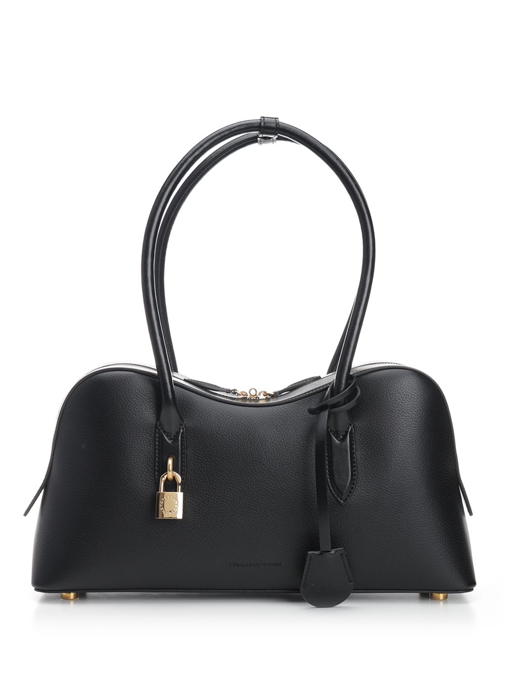 Stella Mccartney Stella Ryder Logo-embossed Embellished Textured Vegan Leather Tote In Black