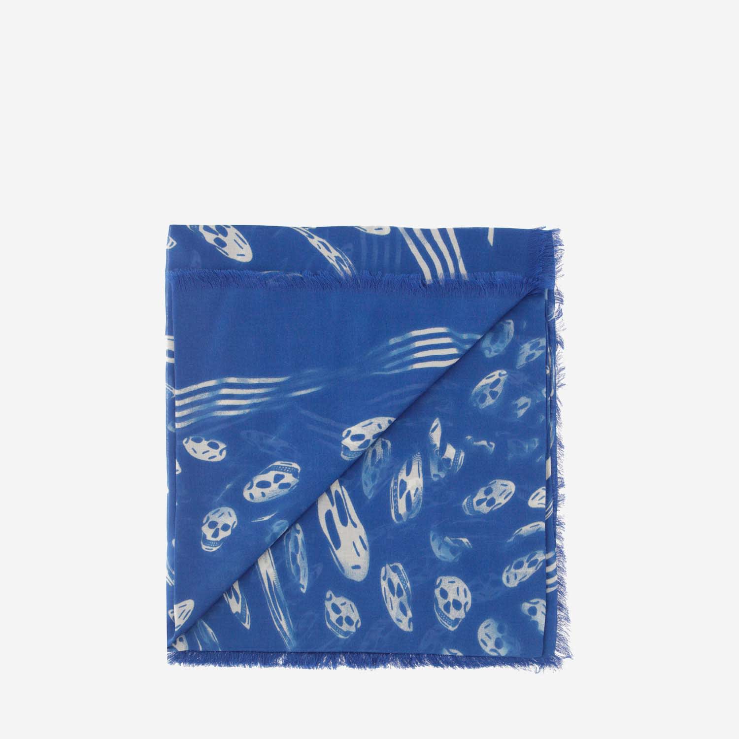 Shop Alexander Mcqueen Skull Print Scarf In Blue