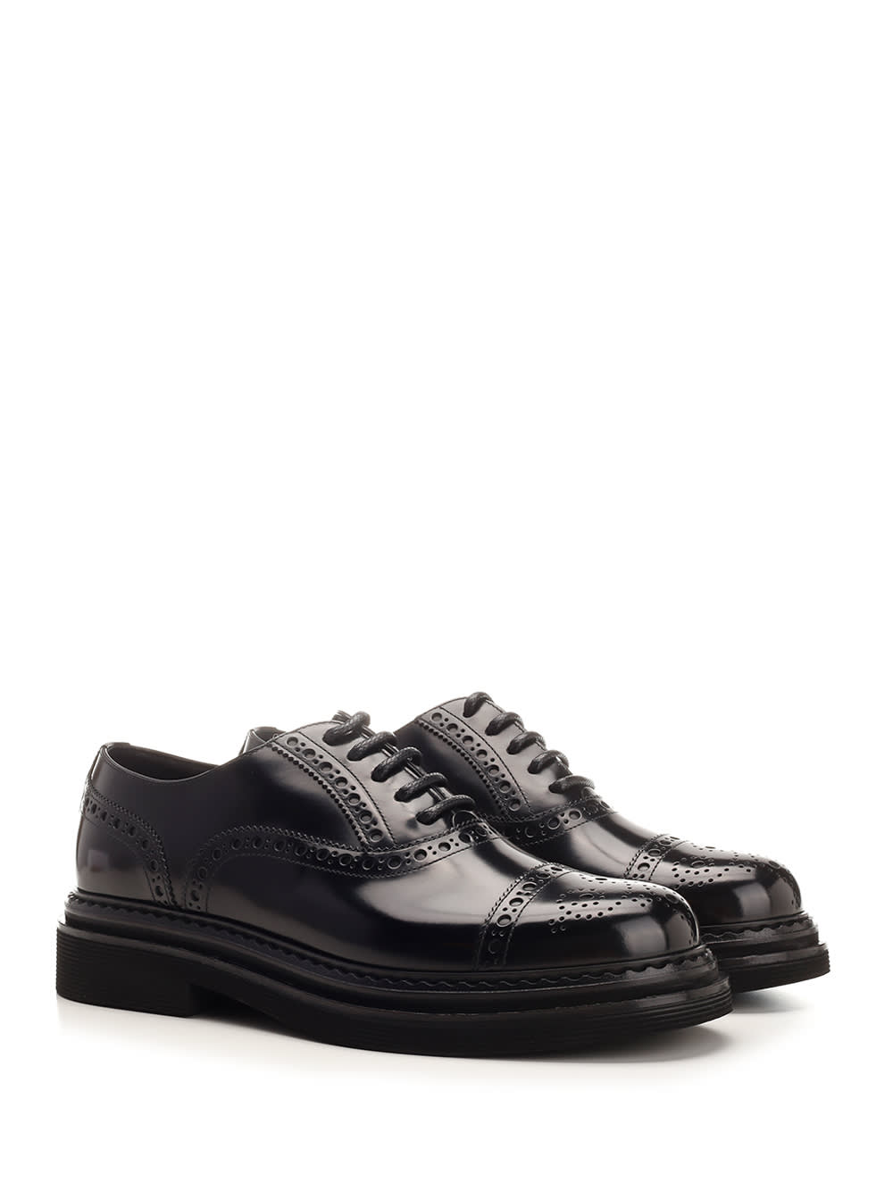 Shop Dolce & Gabbana Leather Oxford Shoes In Nero