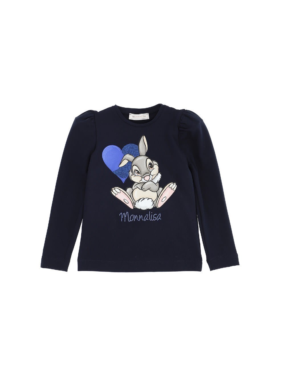 Monnalisa Long-sleeved Cotton T-shirt With Bunny Print